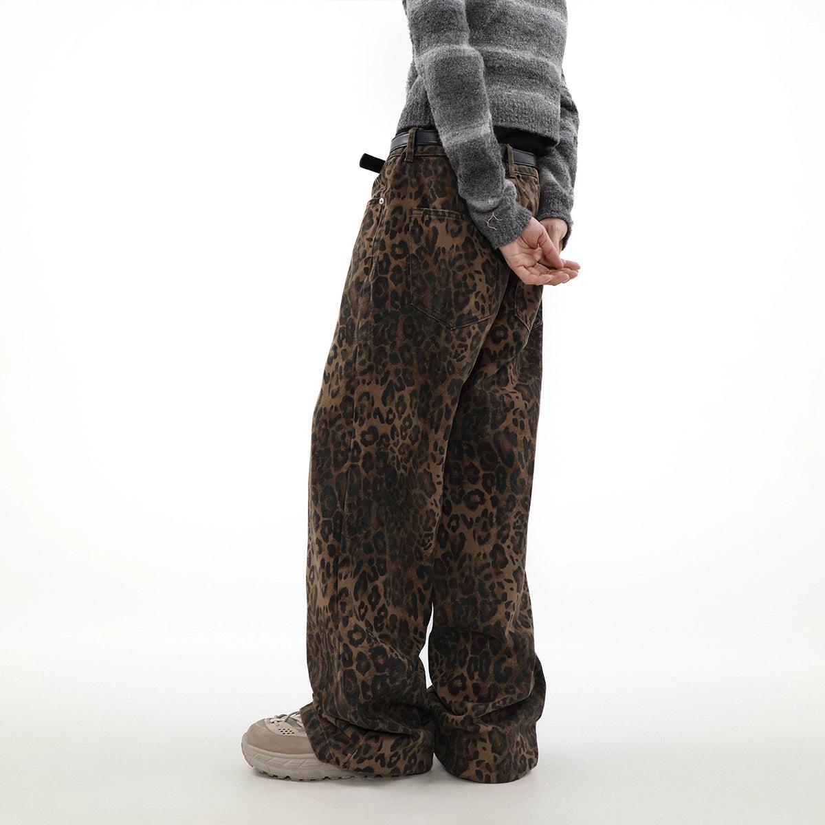 Leopard Print Straight Cut Jeans