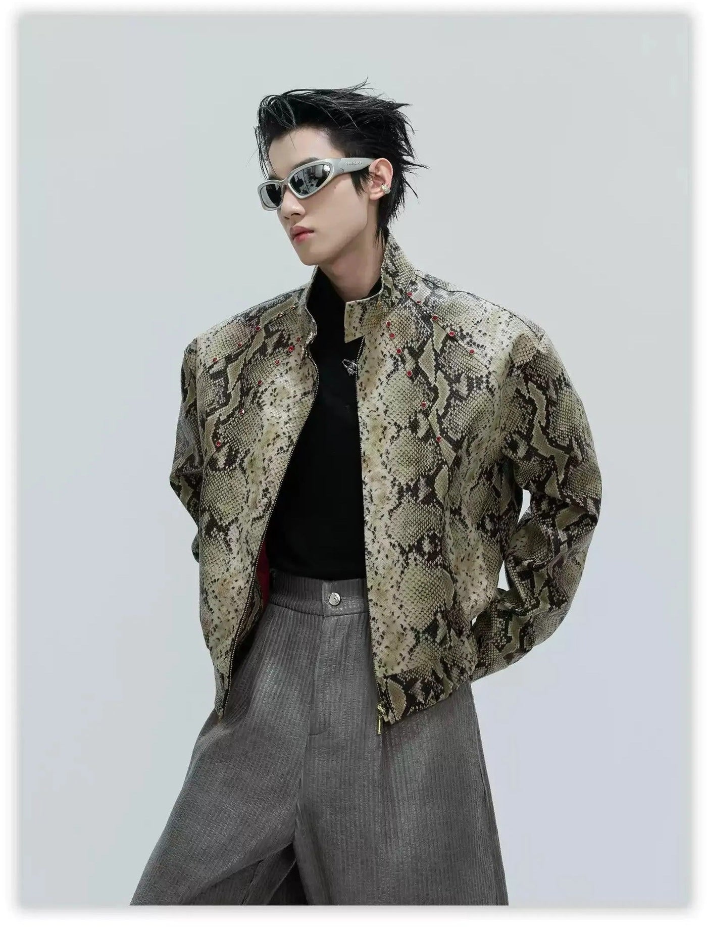Red Rhinestoned Textured Jacket