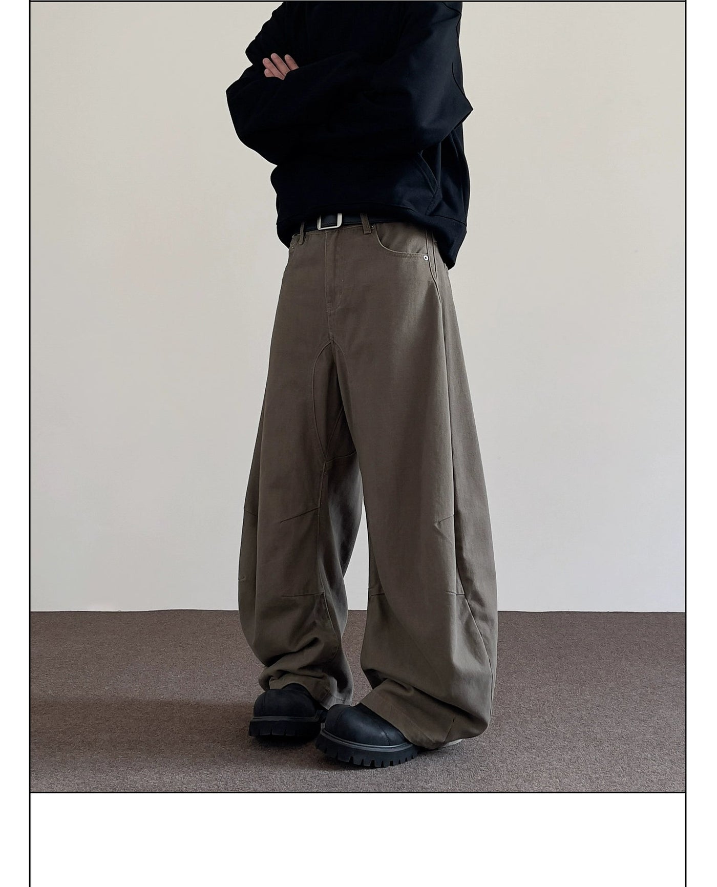 Solid Seam Lines Detail Pants