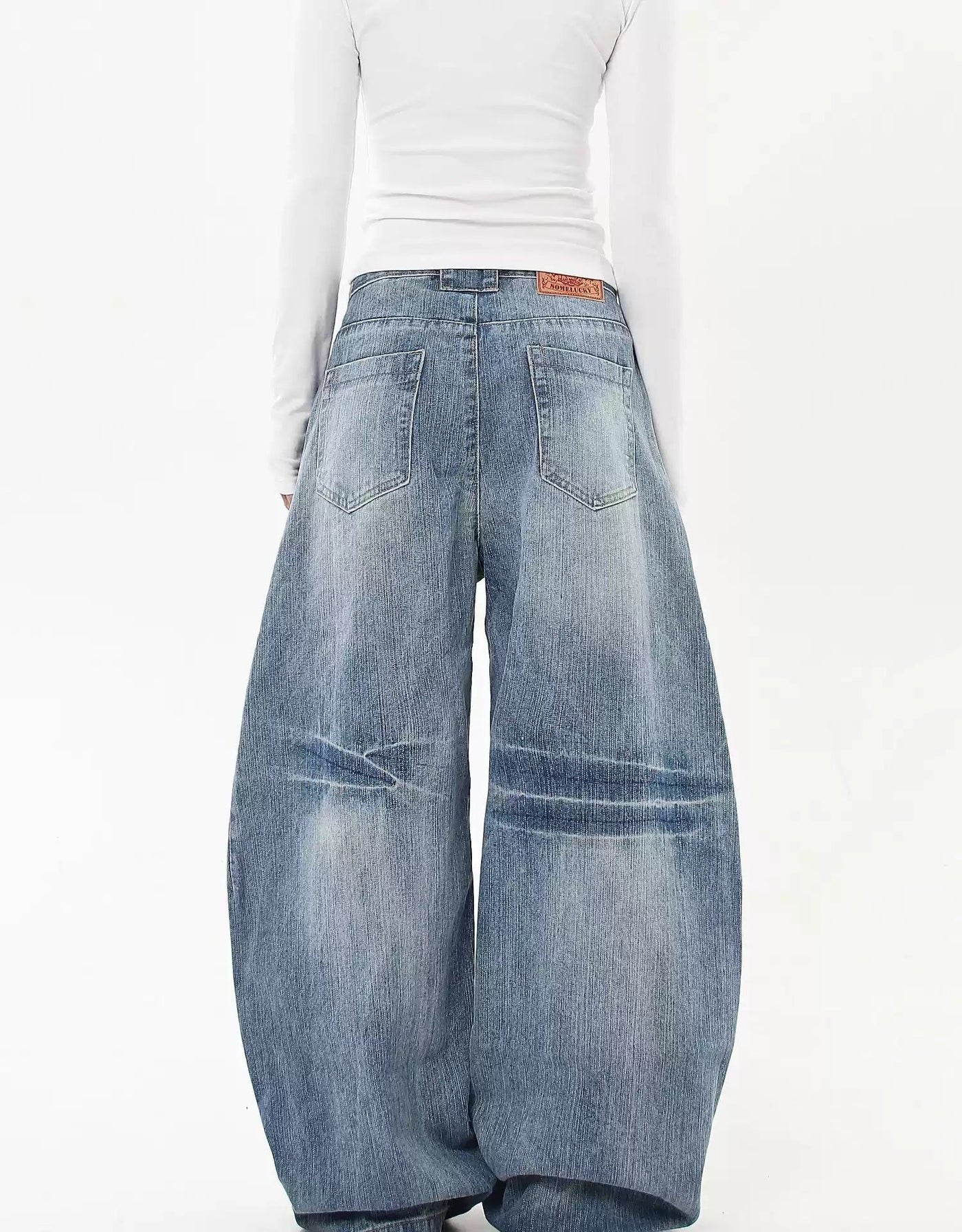 Washed Structured Curve Leg Jeans