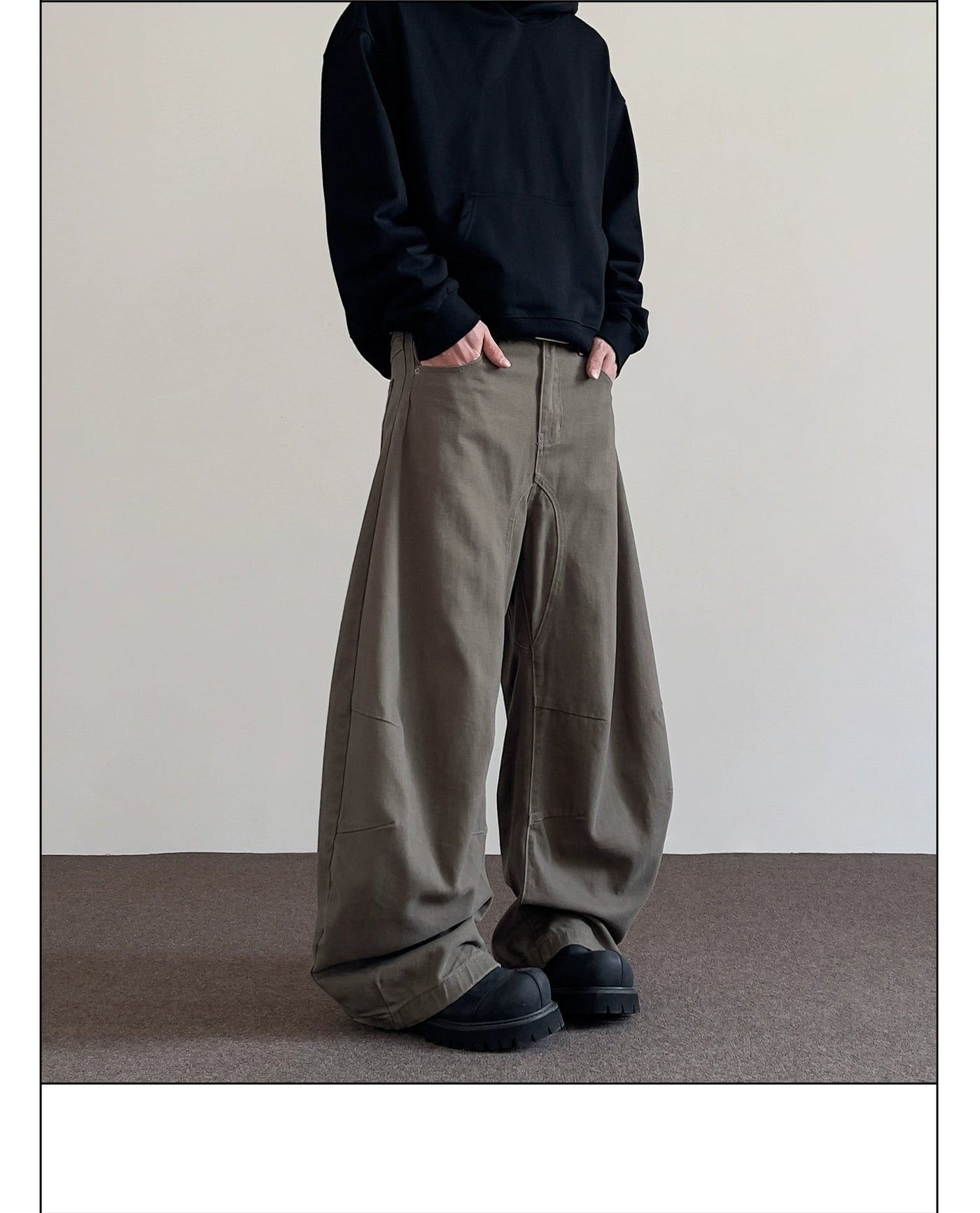 Solid Seam Lines Detail Pants
