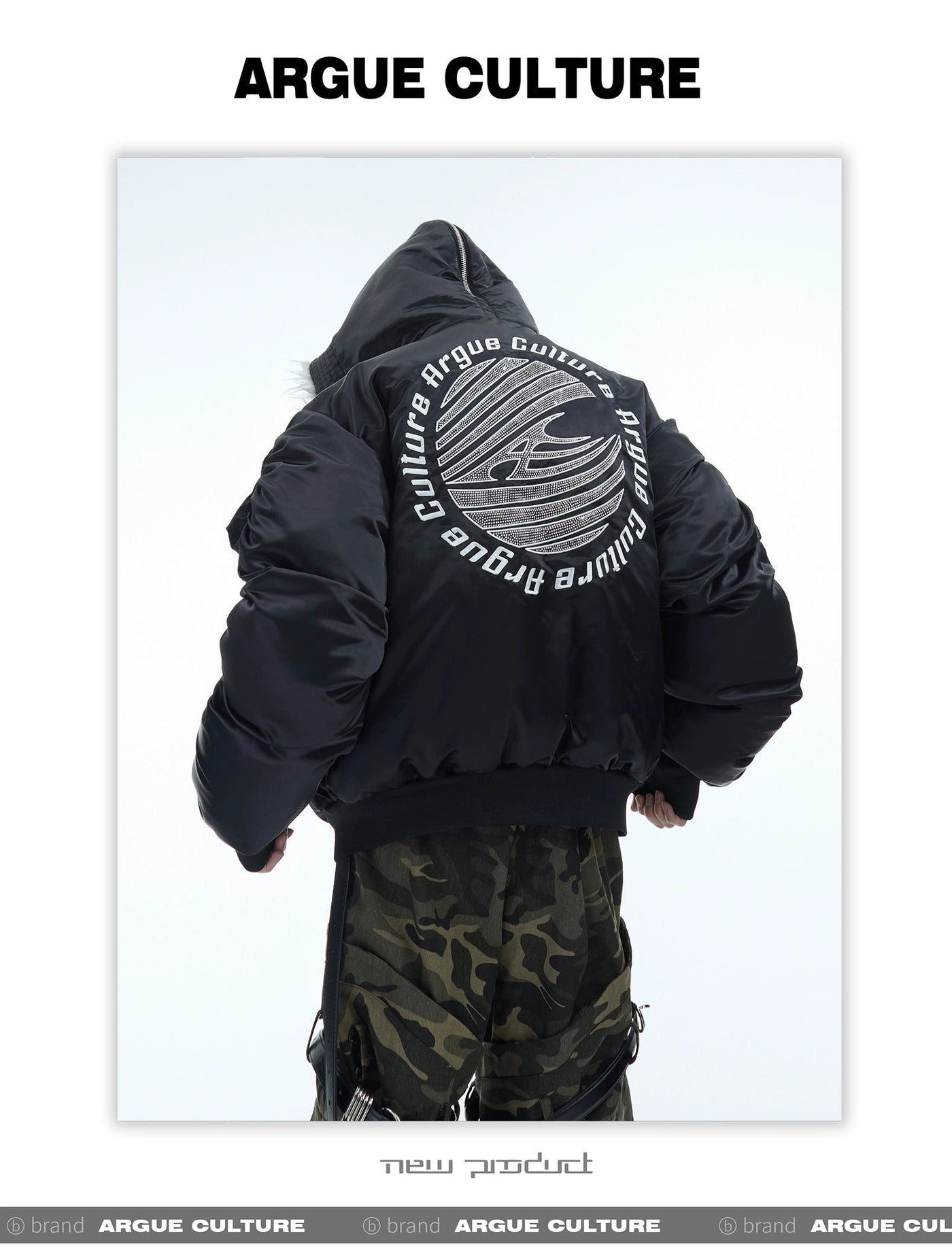 Pleated Fur Hooded Bomber Jacket