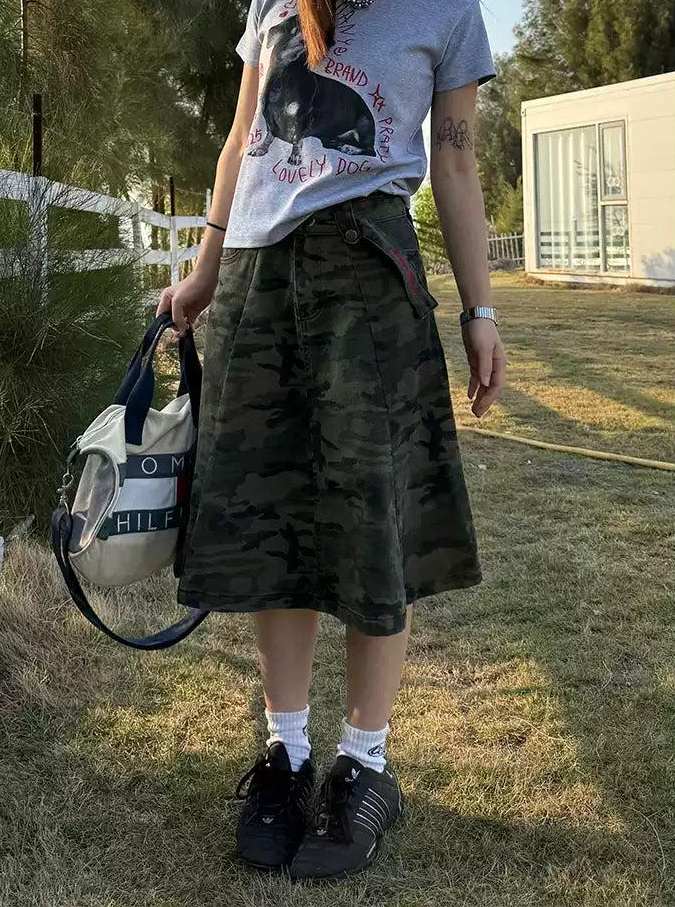 Washed Camouflage Skirt
