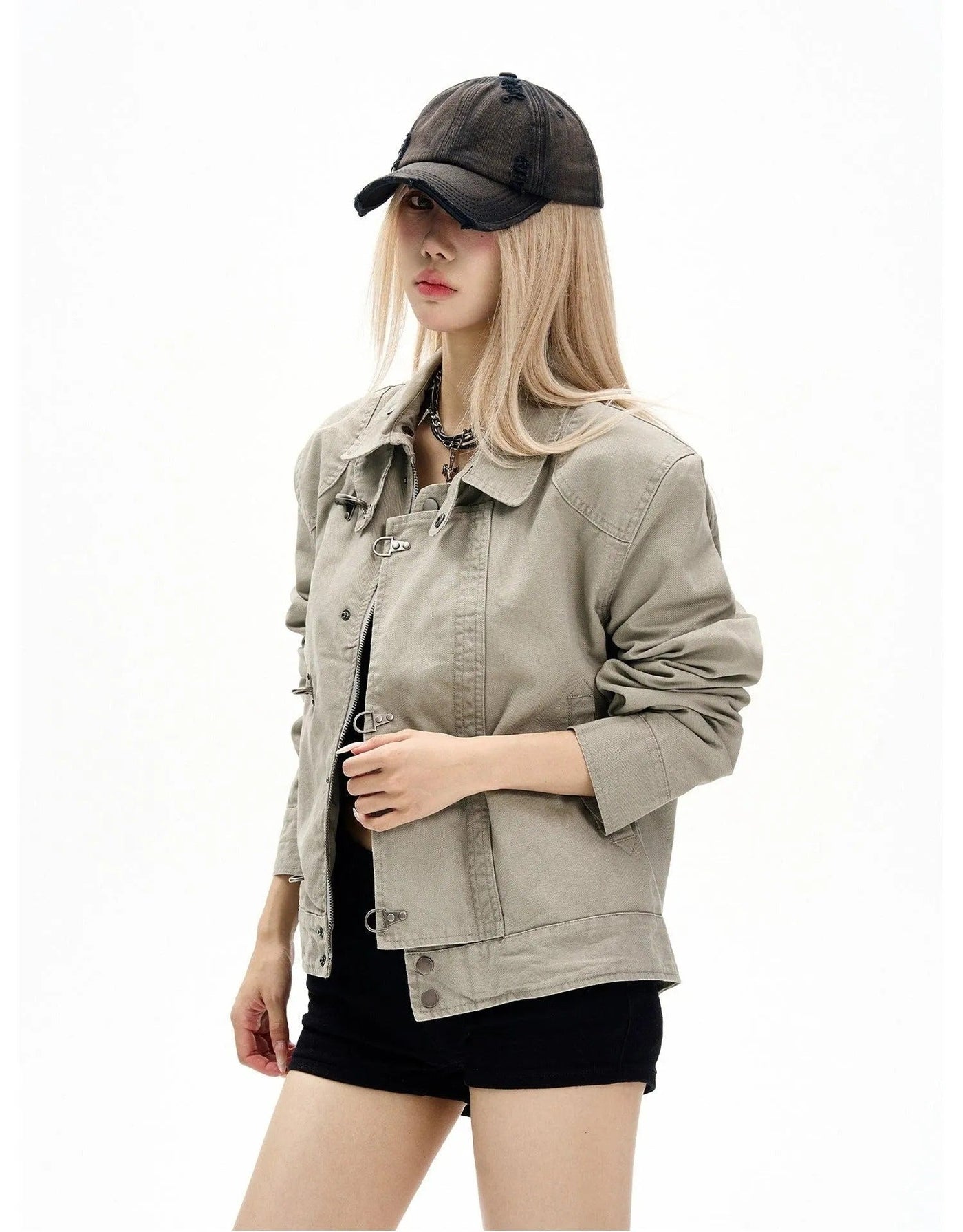 Structured Fireman Clasp Short Jacket