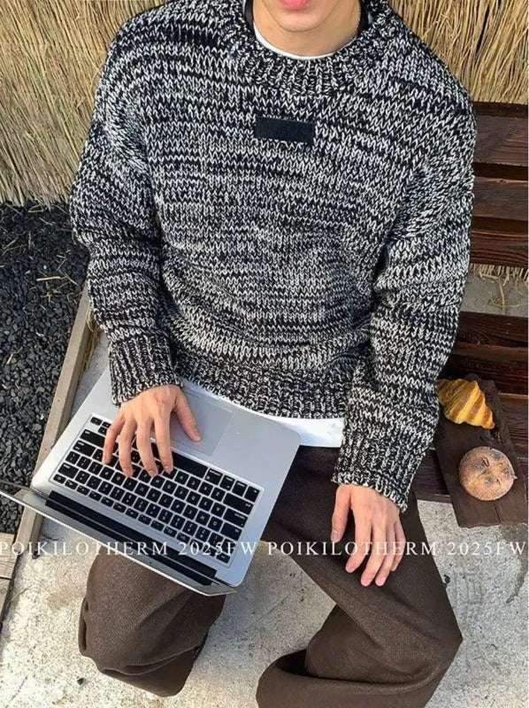 Vintage Textured Contrast Sweater