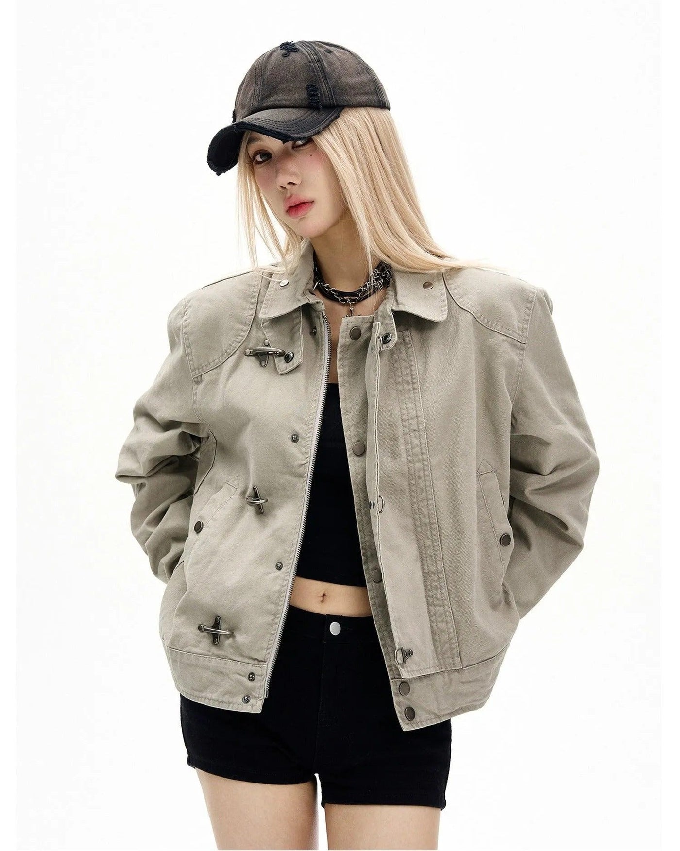 Structured Fireman Clasp Short Jacket