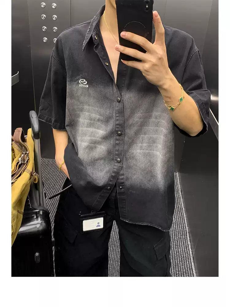 Faded Denim Snap Buttoned Shirt