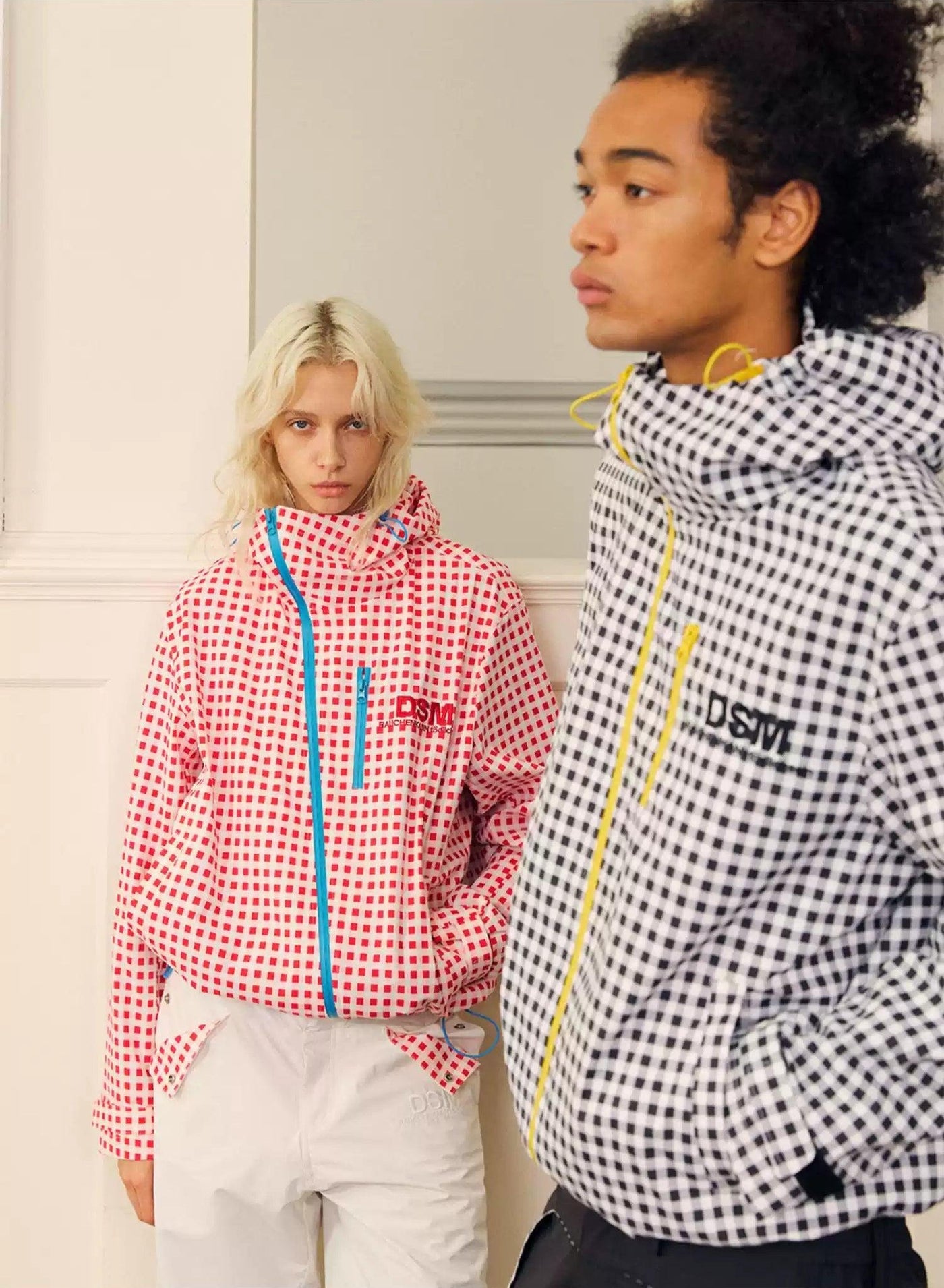 Checkered Side Zipped Jacket