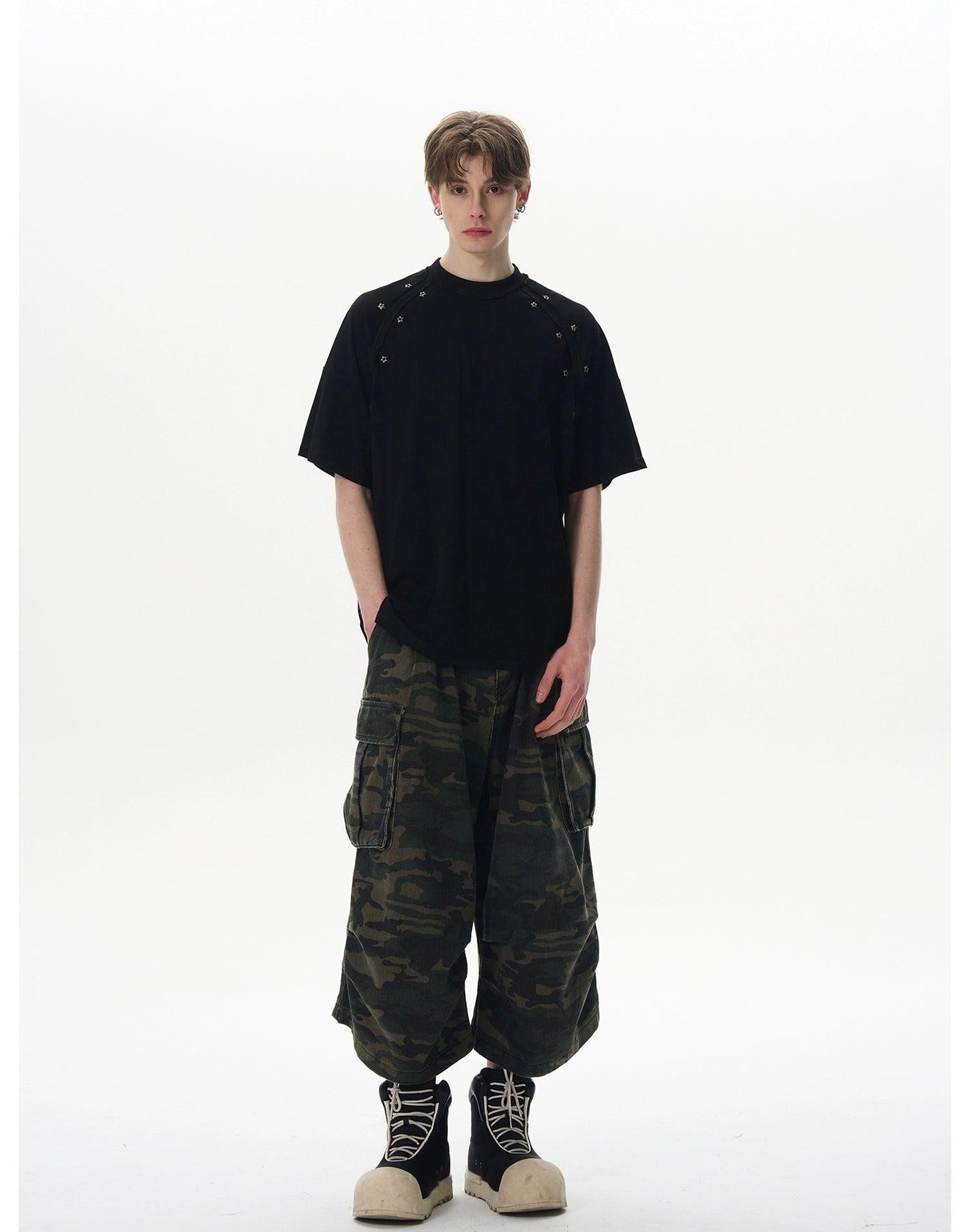 Raw Seamed Metal Mini Star T-Shirt