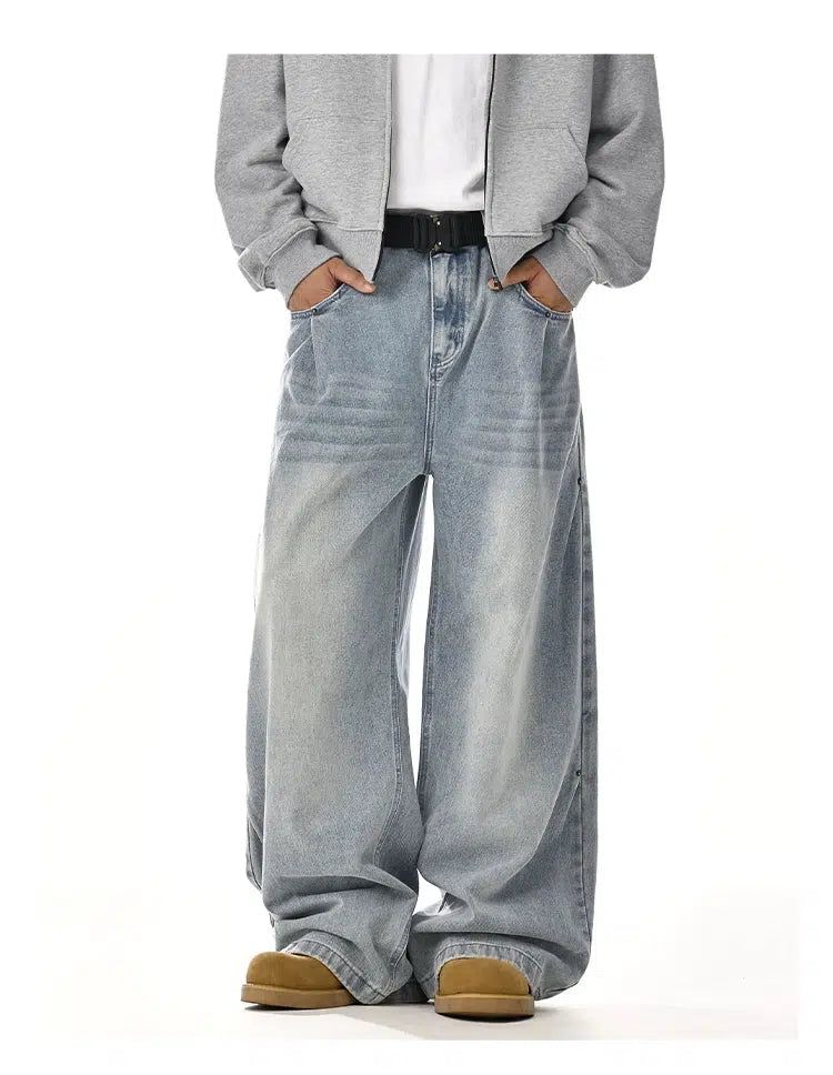 Light Washed Loose Wide Jeans
