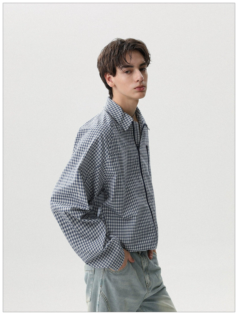 Line Zippers Plaid Jacket