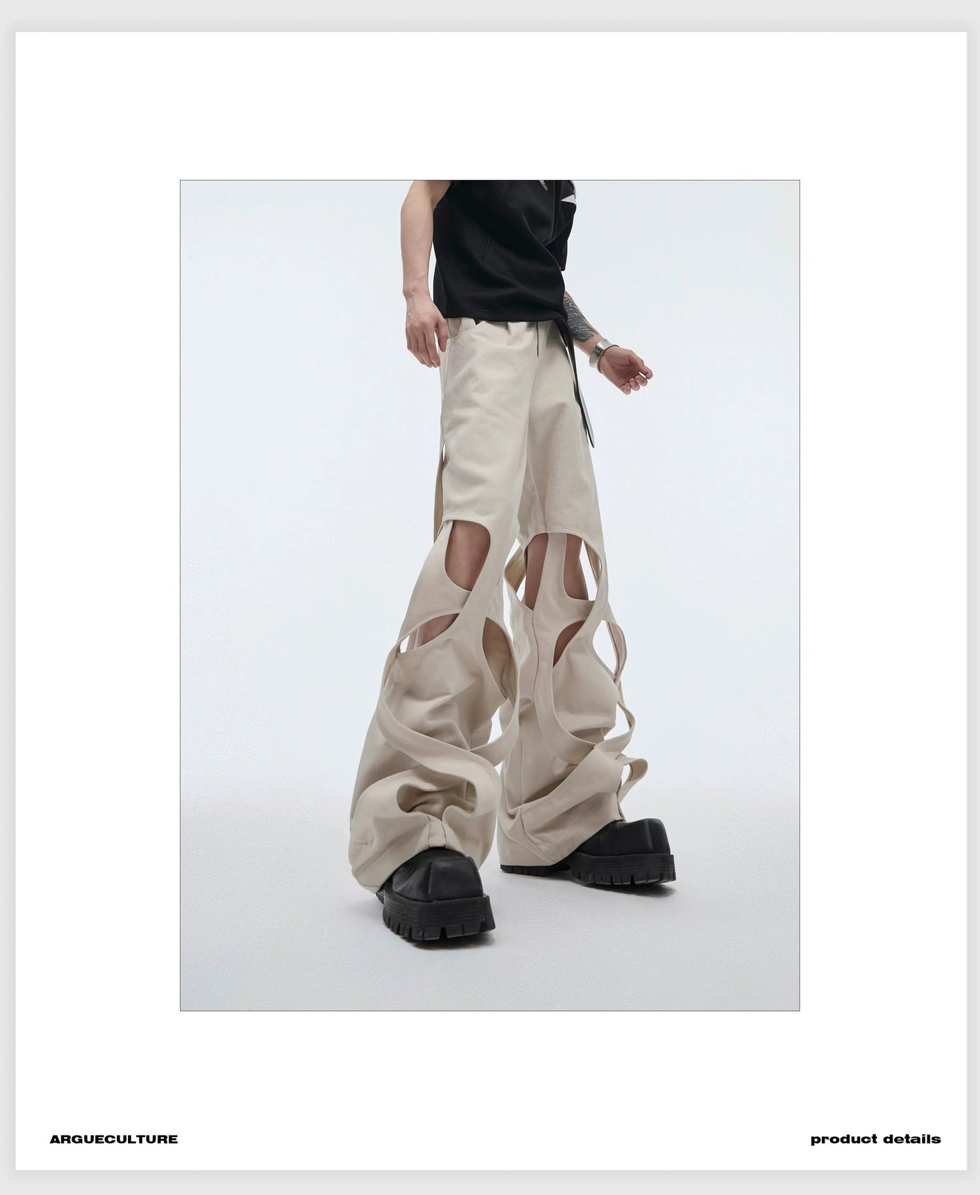 Abstract Detail Cuts Pants