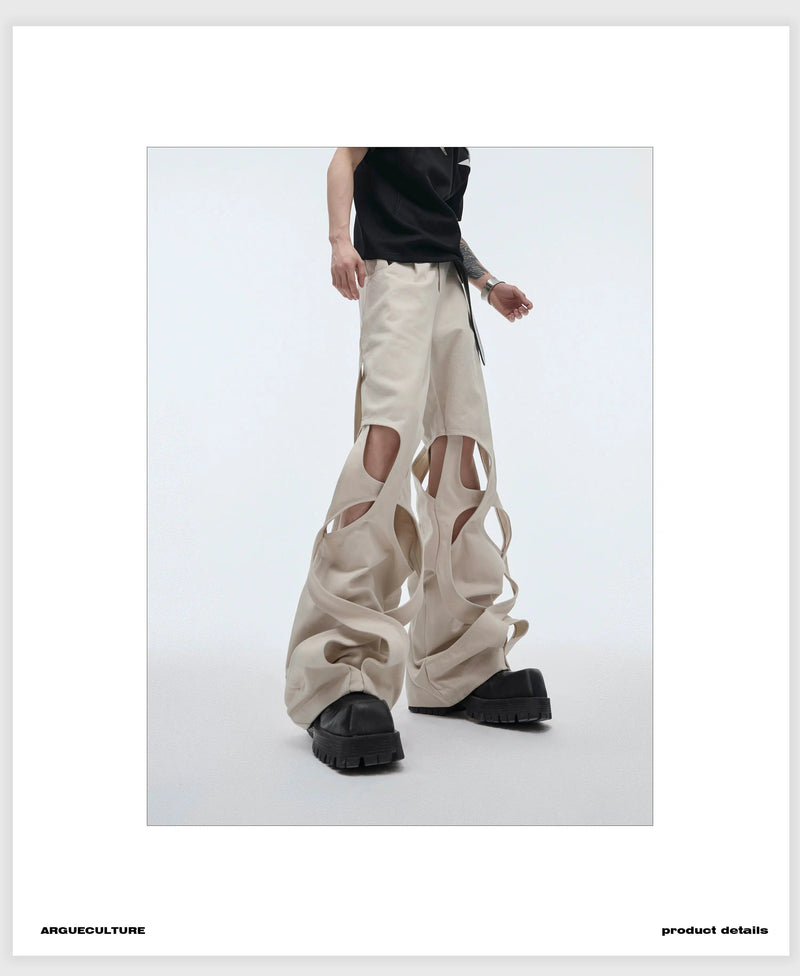 Abstract Detail Cuts Pants