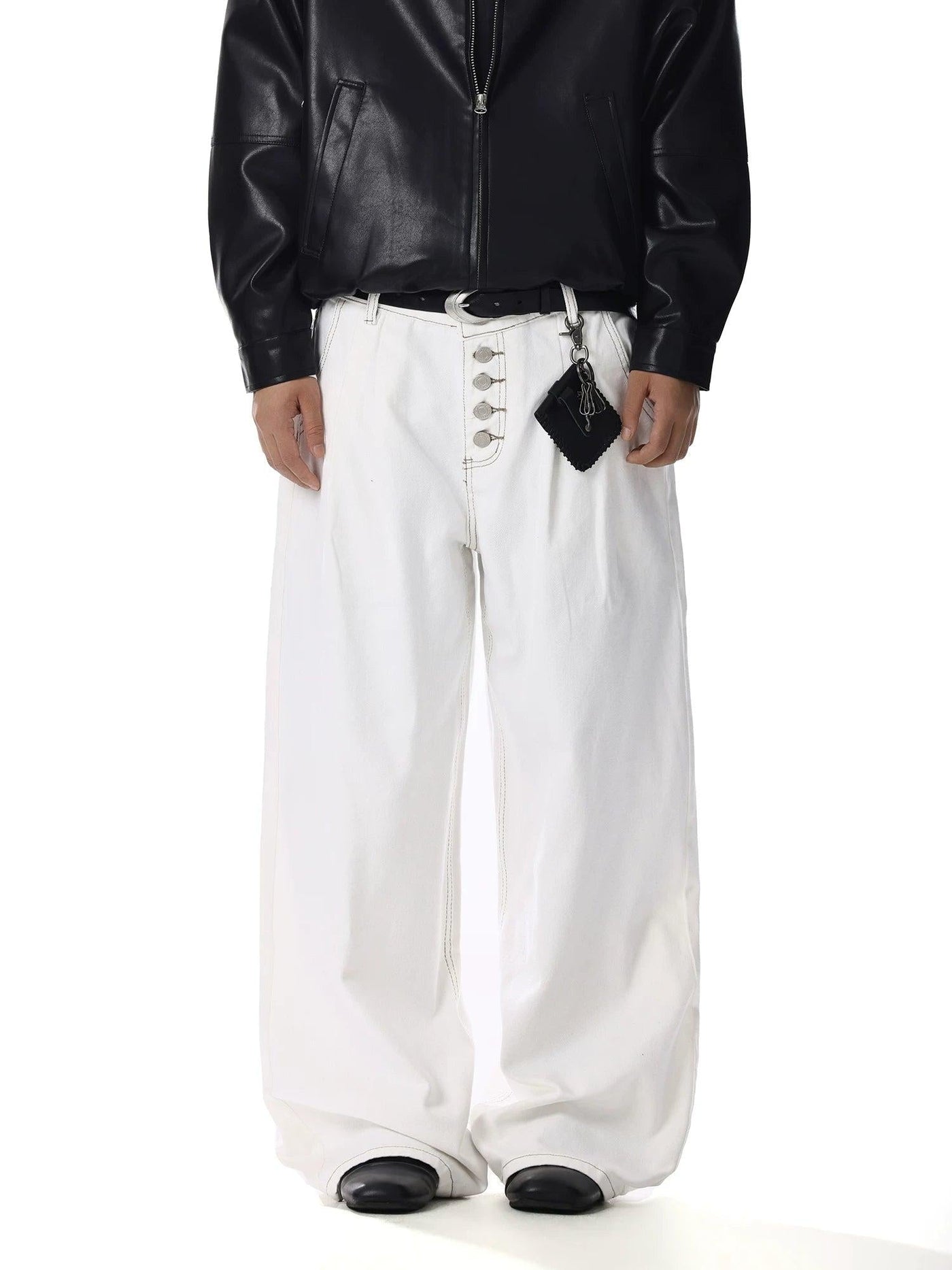 Five-Buttoned Wide Leg Pants