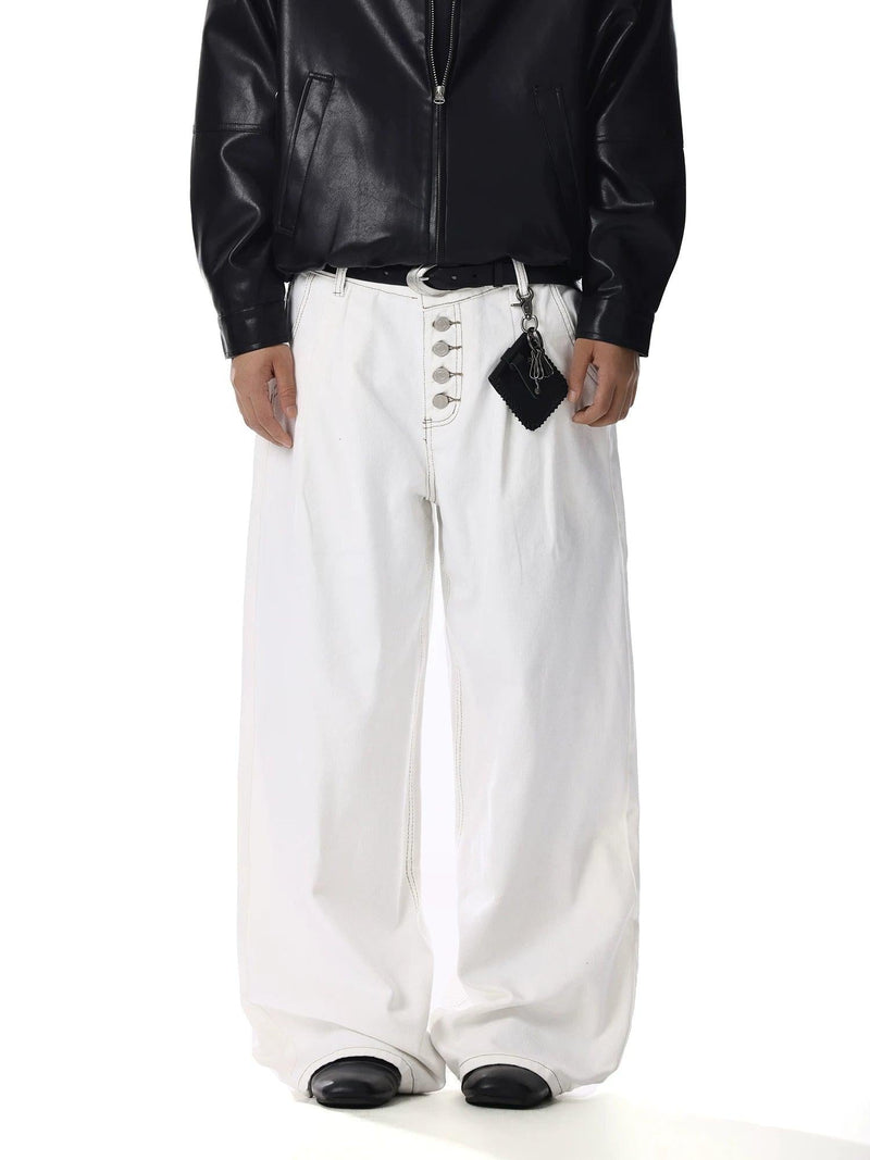 Five-Buttoned Wide Leg Pants