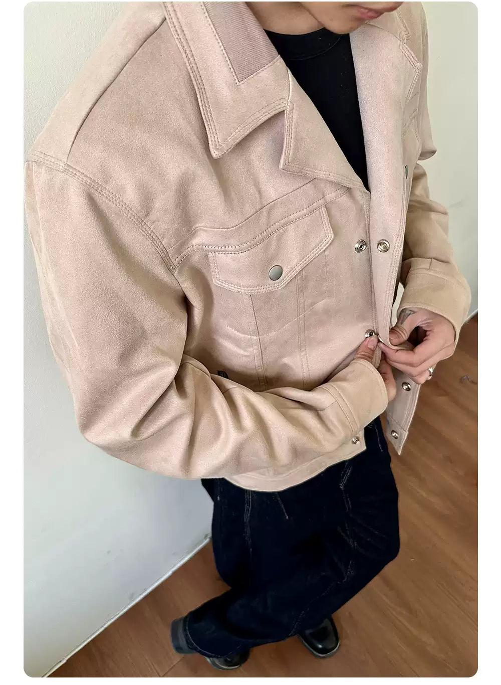 Buttoned Mini Pockets PU Leather Jacket