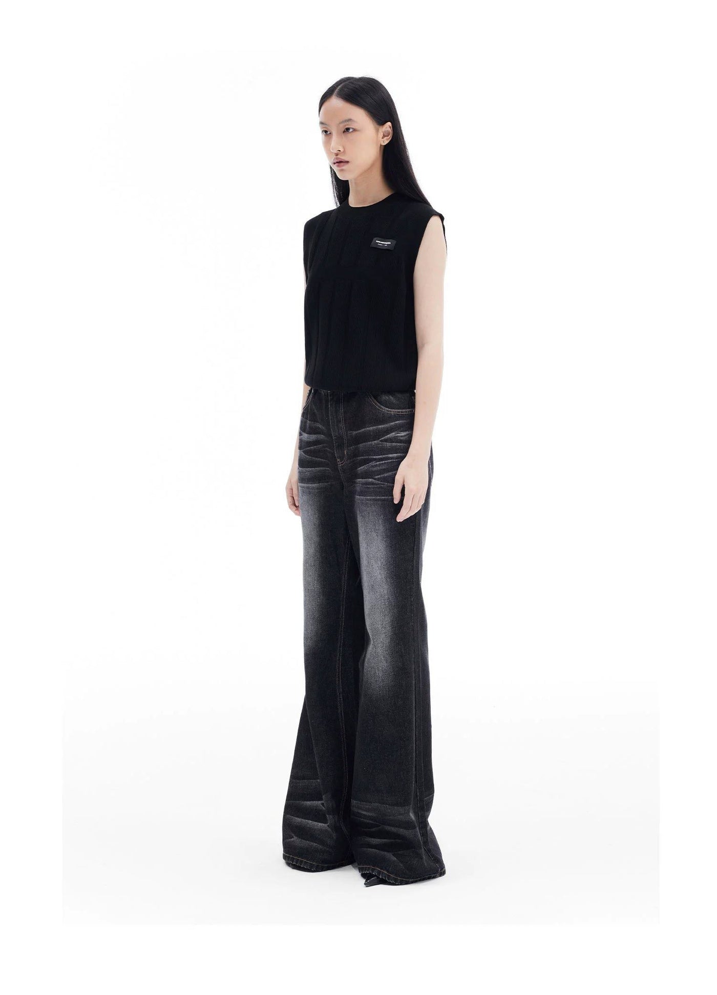 Whiskered Ends Flare Jeans