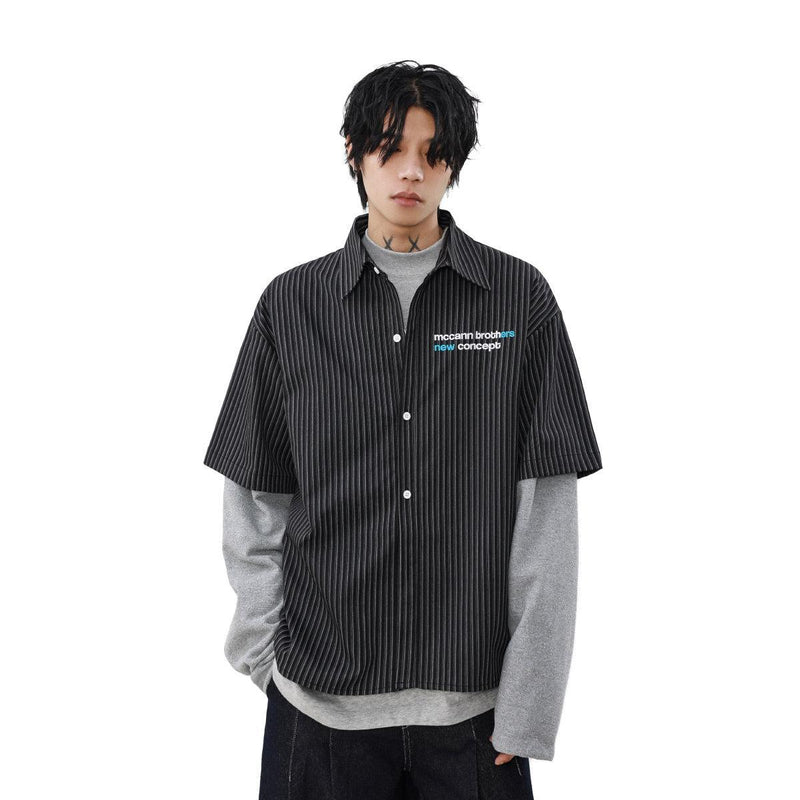 Striped Shirt Layered T-Shirt