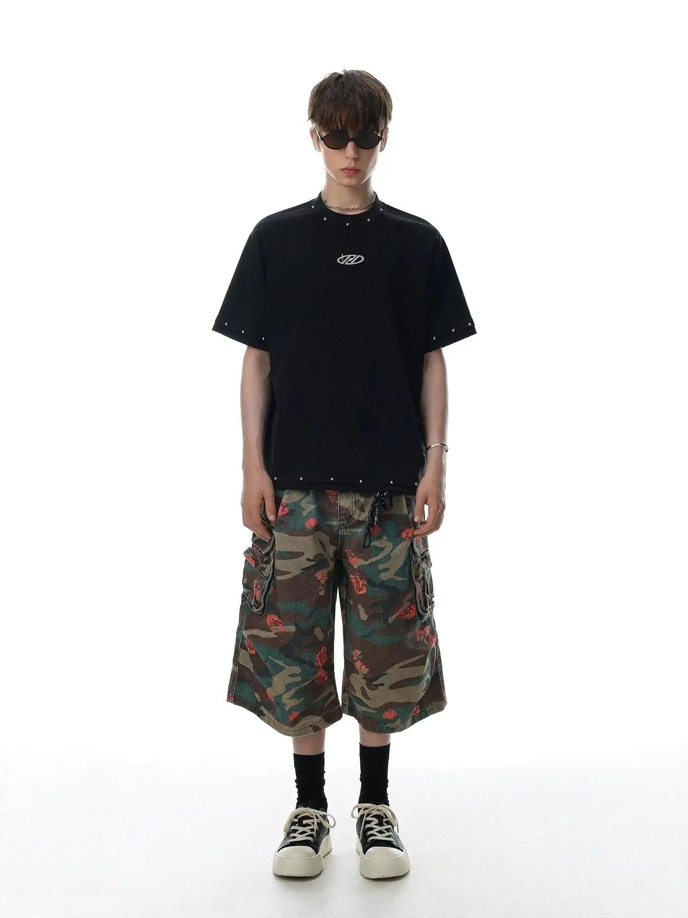 Distressed Rivet Layered T-Shirt