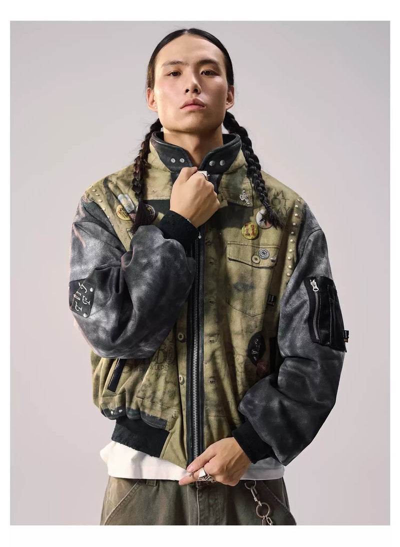 Spliced Sleeves Multi-Detail Jacket