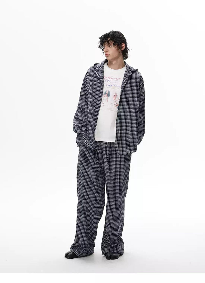Patterned Hooded Shirt & Drawstring Pants Set