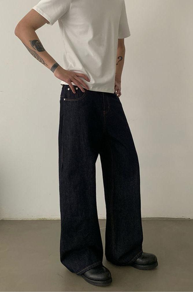 Solid Color Buckle Detail Jeans