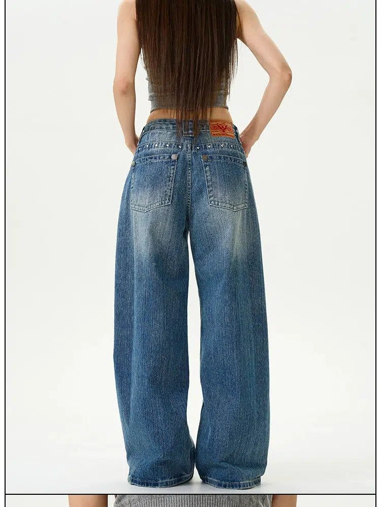 Diamond Detail Wide Jeans