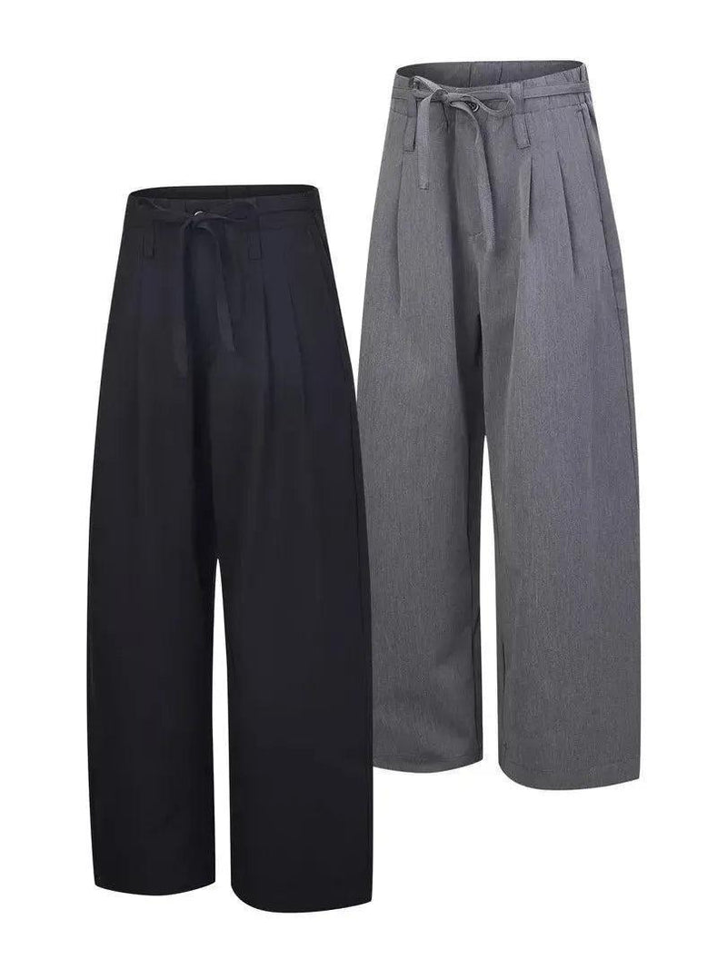 Belted Drape Straight Leg Trousers