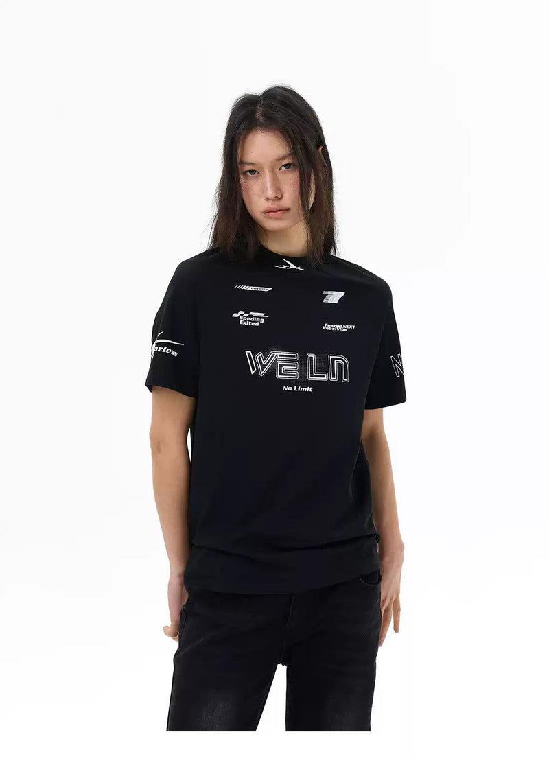 Logo Print Racing Style T-Shirt