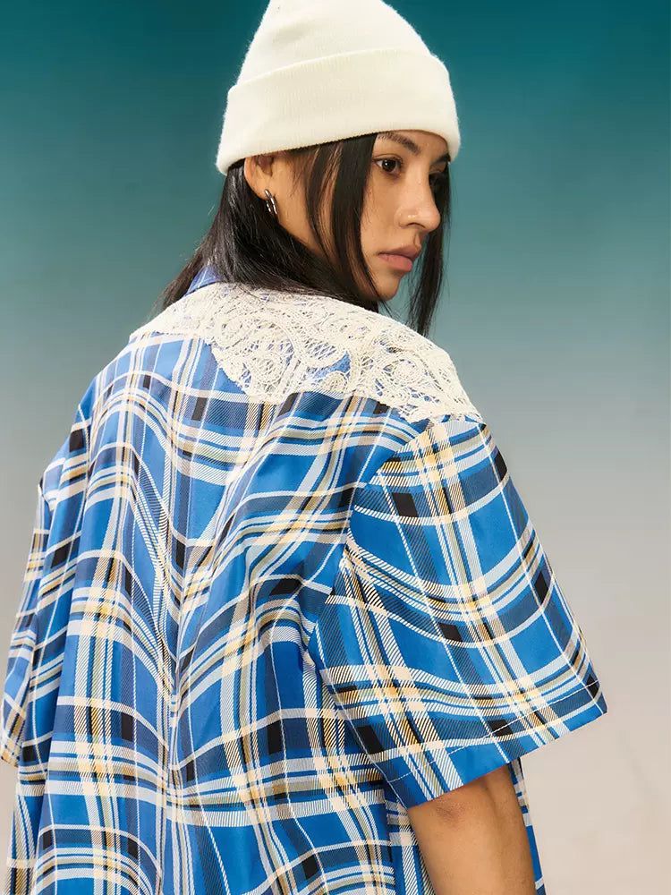 Swirling Plaid Laced Shirt