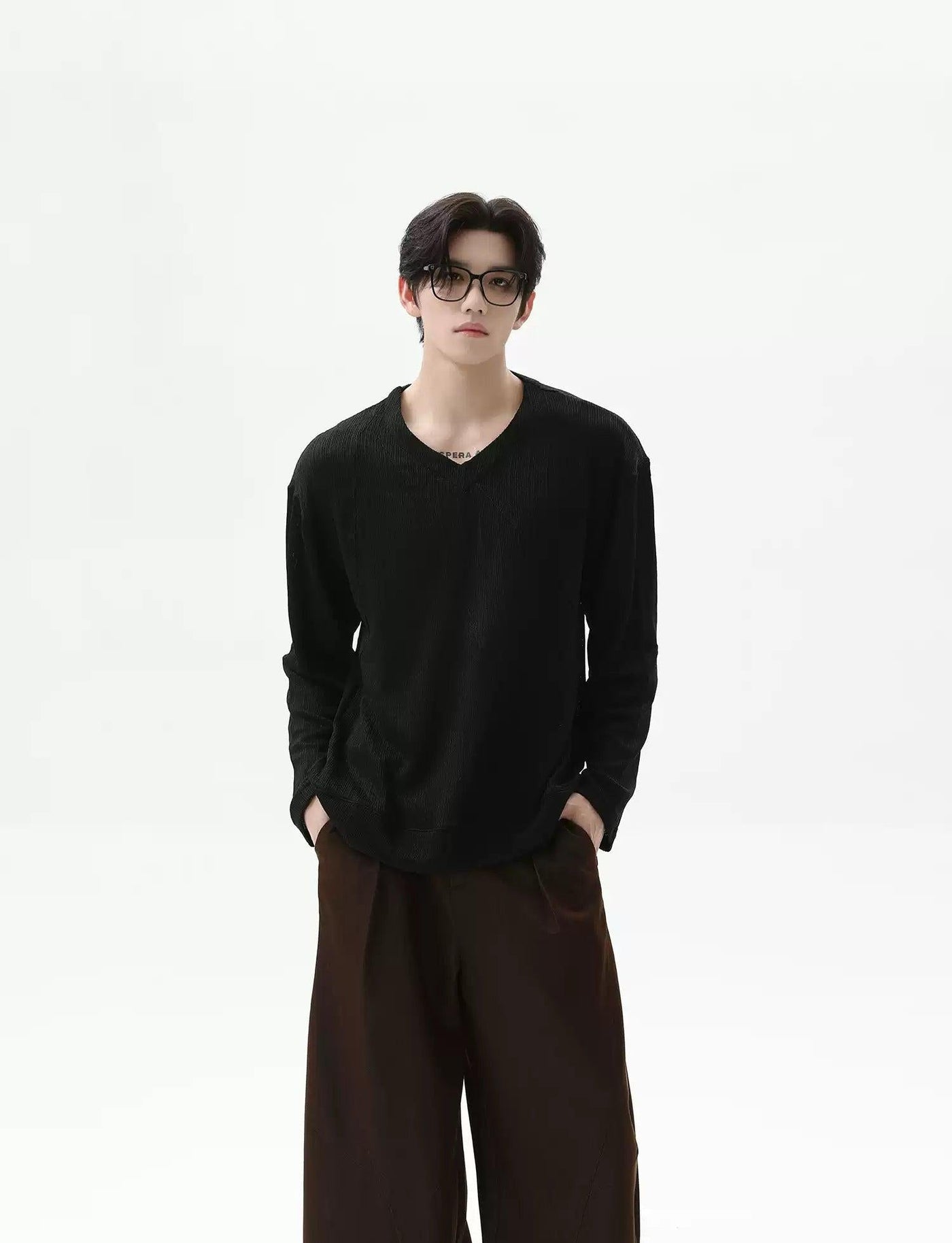 Irregular Structure V-Neck Sweater