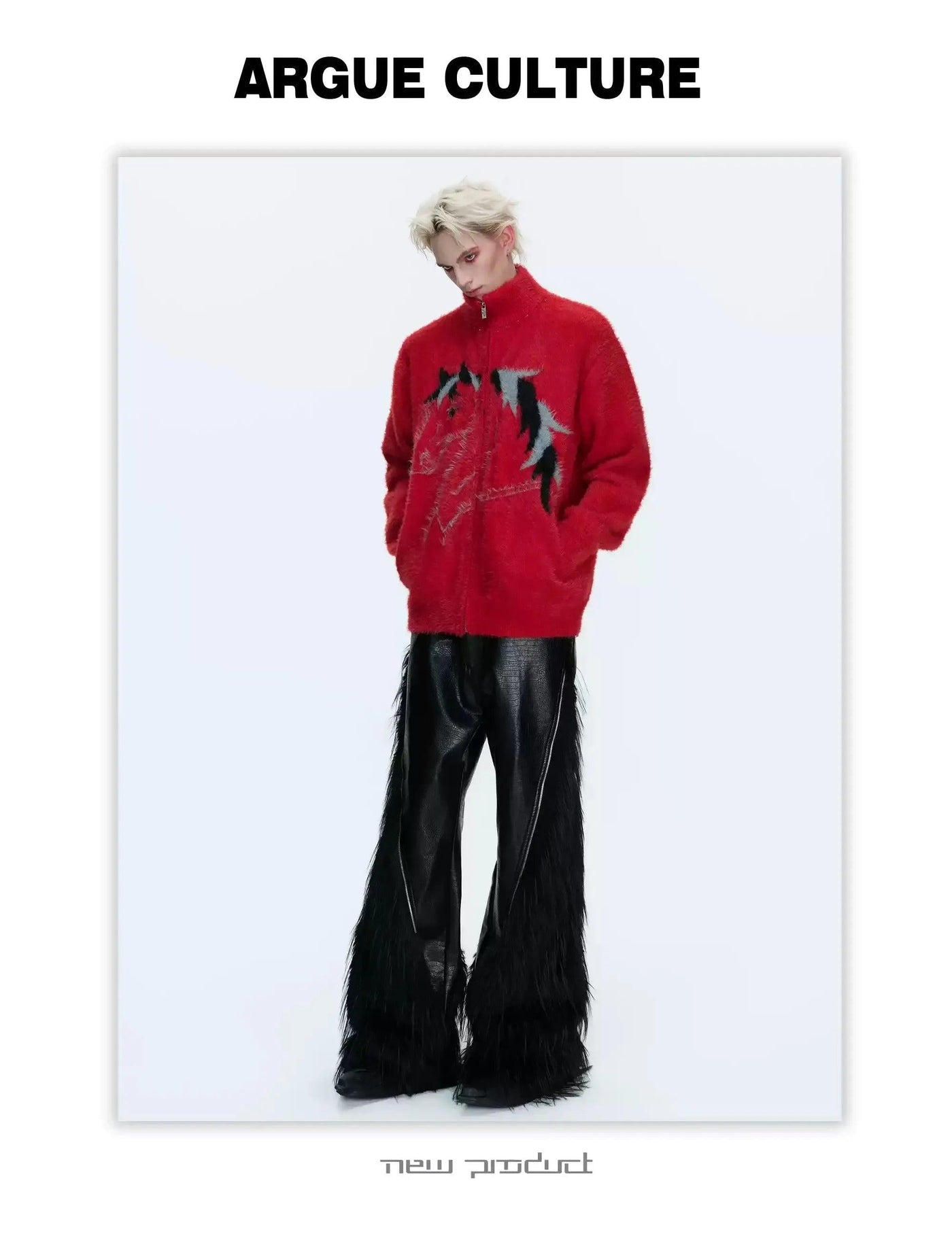 Horse Graphic Funnel Neck Zipped Sweater