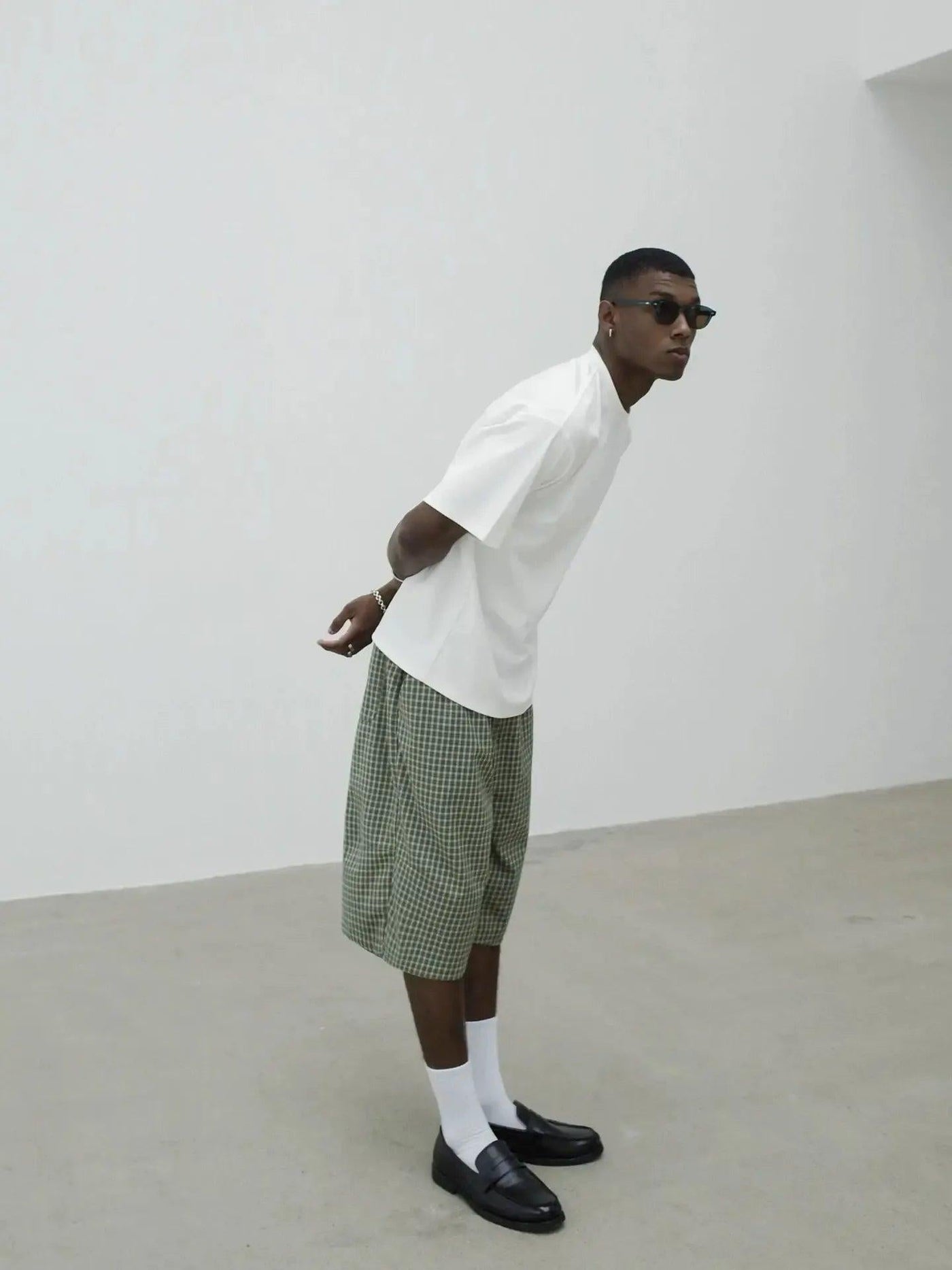 Boxy Grid Pattern Shorts