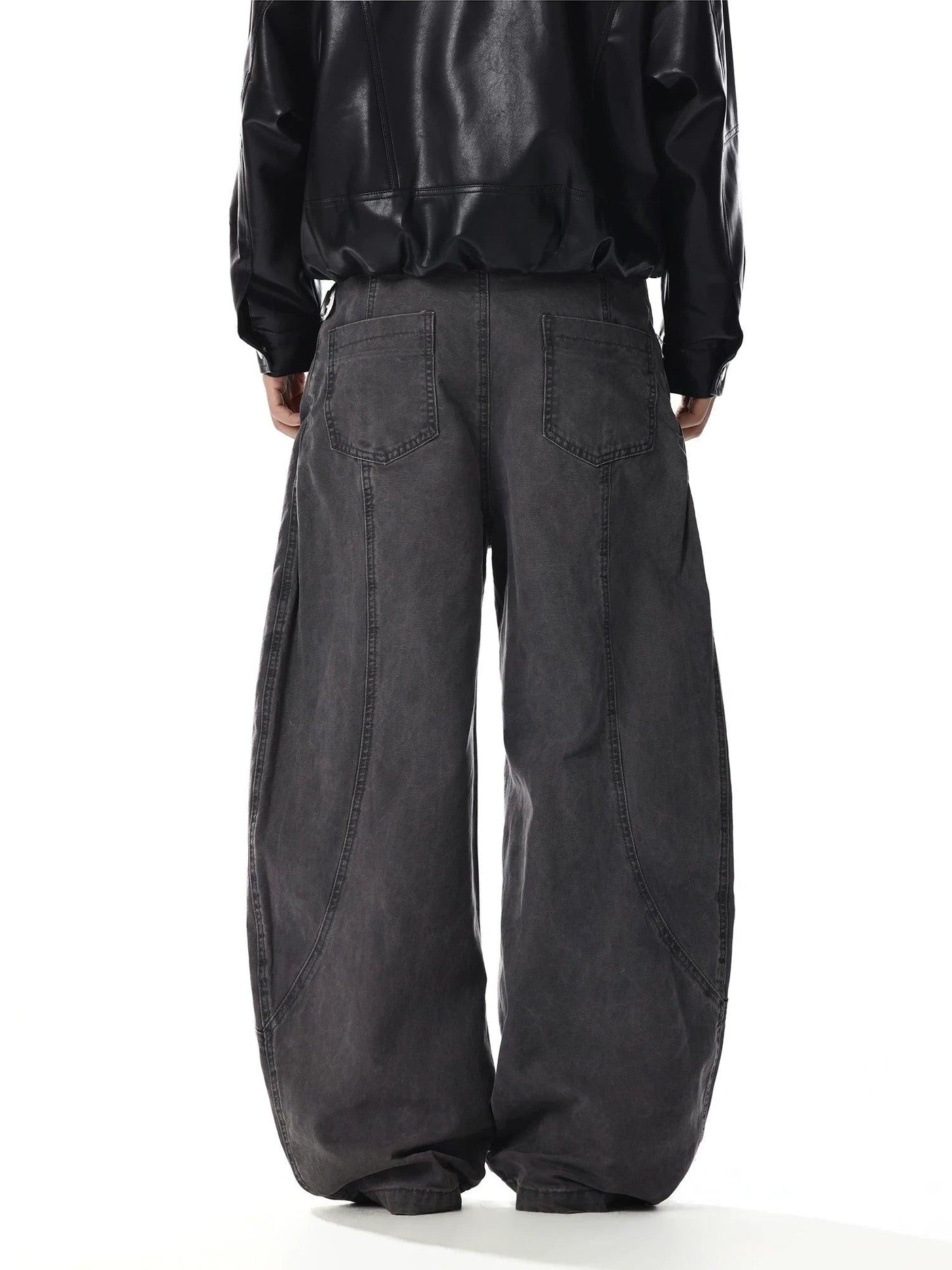 Washed Pleated Curved Pants