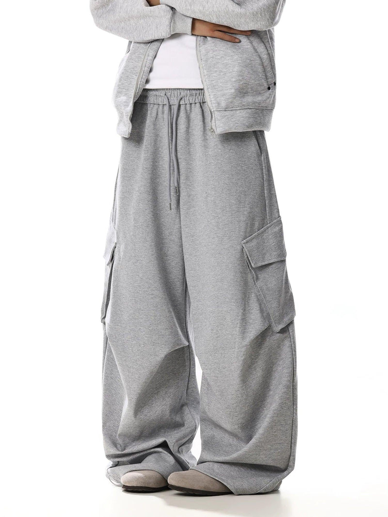 Pleated Elastic Waist Cargo Pants