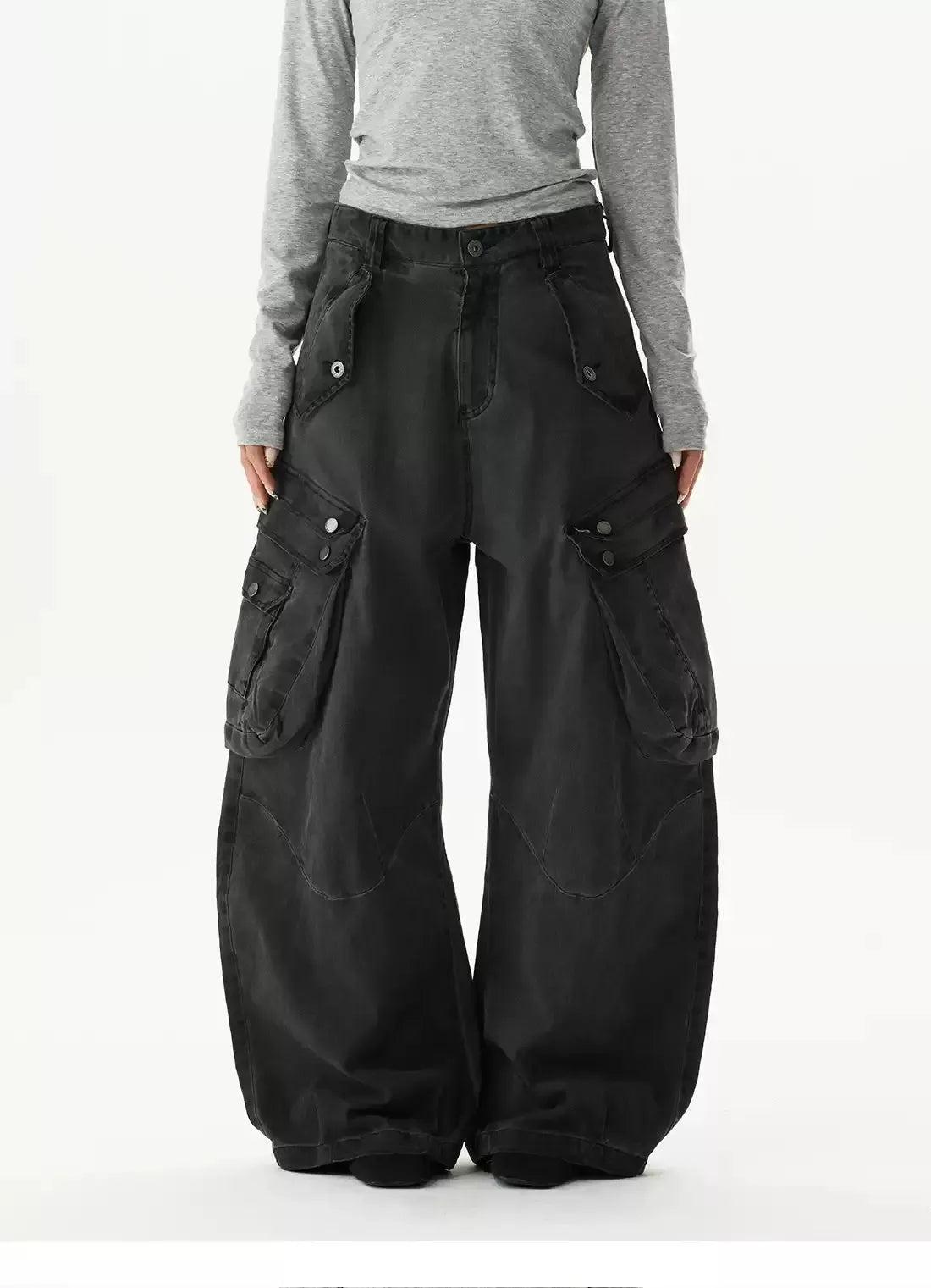Washed Multi-Pockets Cargo Jeans