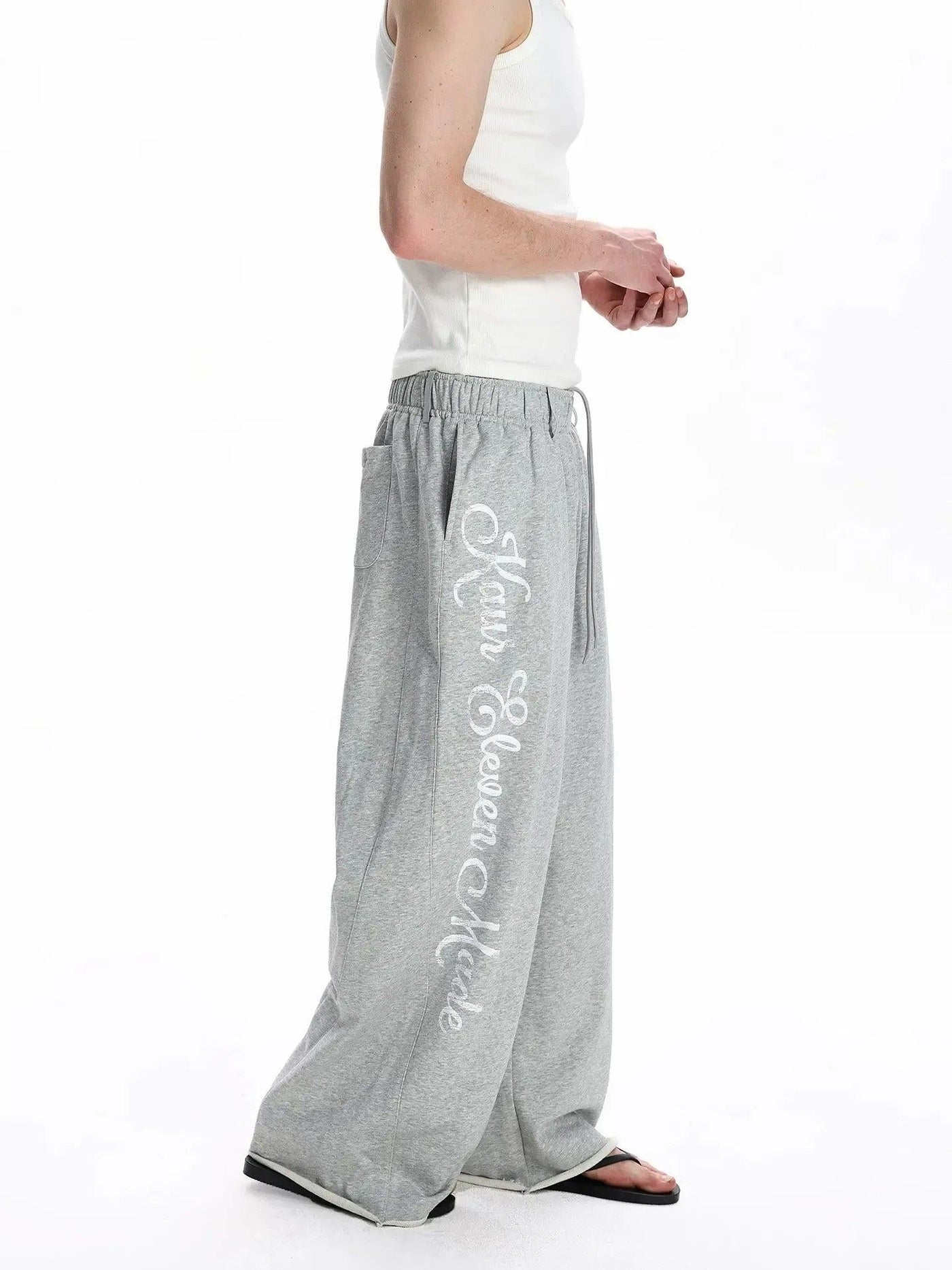 Letter Print Wide Leg Sweatpants