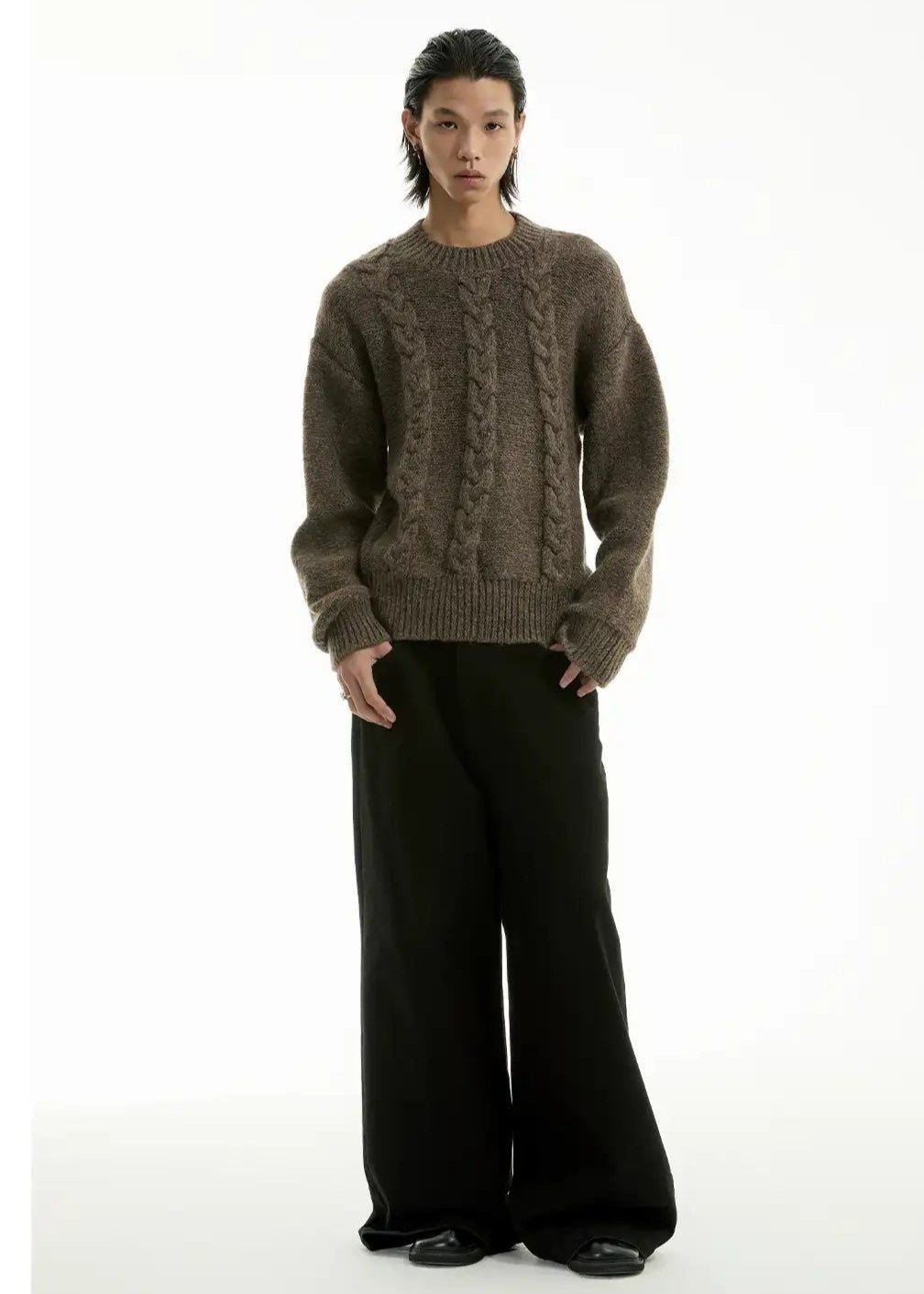 Chain Link Solid Color Sweater