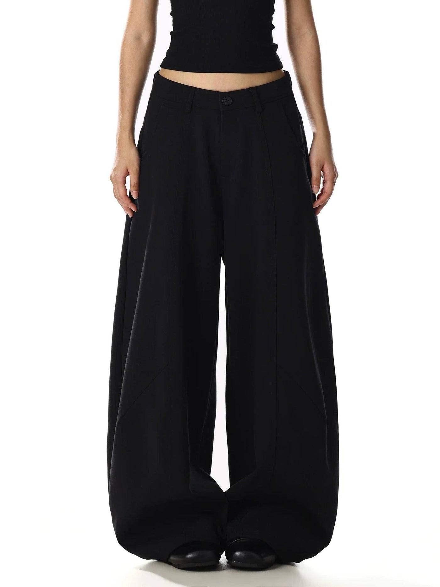 Curved Seam Wide Leg Trousers