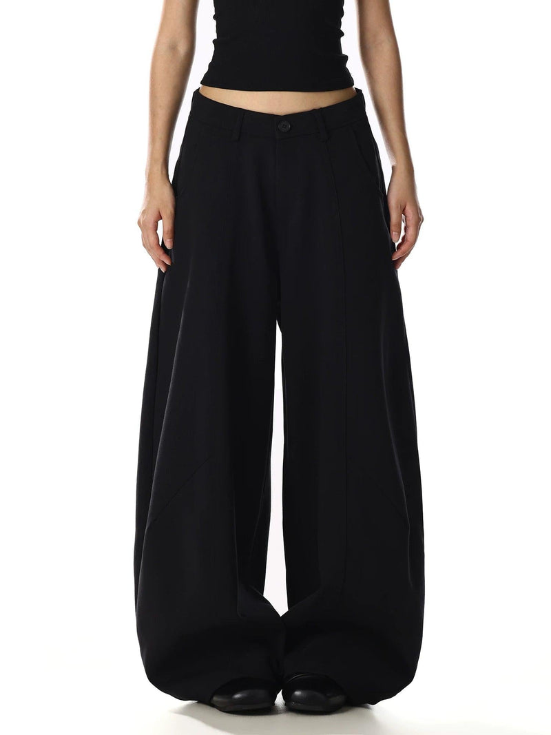 Curved Seam Wide Leg Trousers