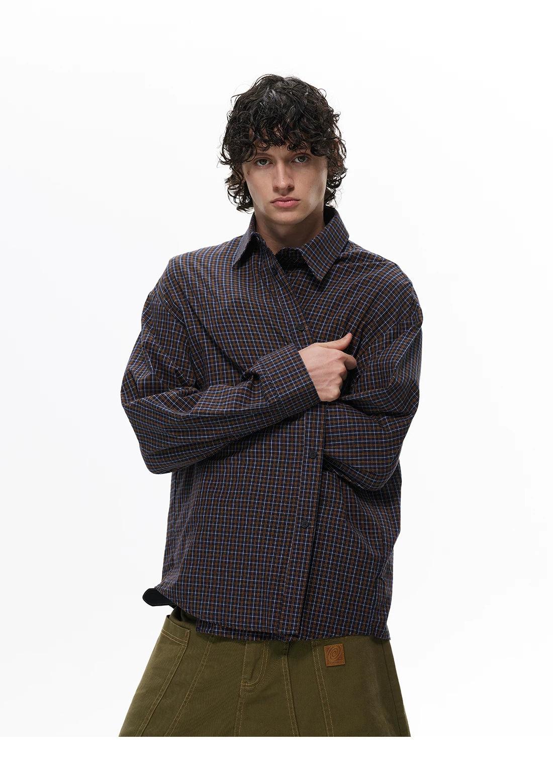 Retro Gingham Buttoned Shirt