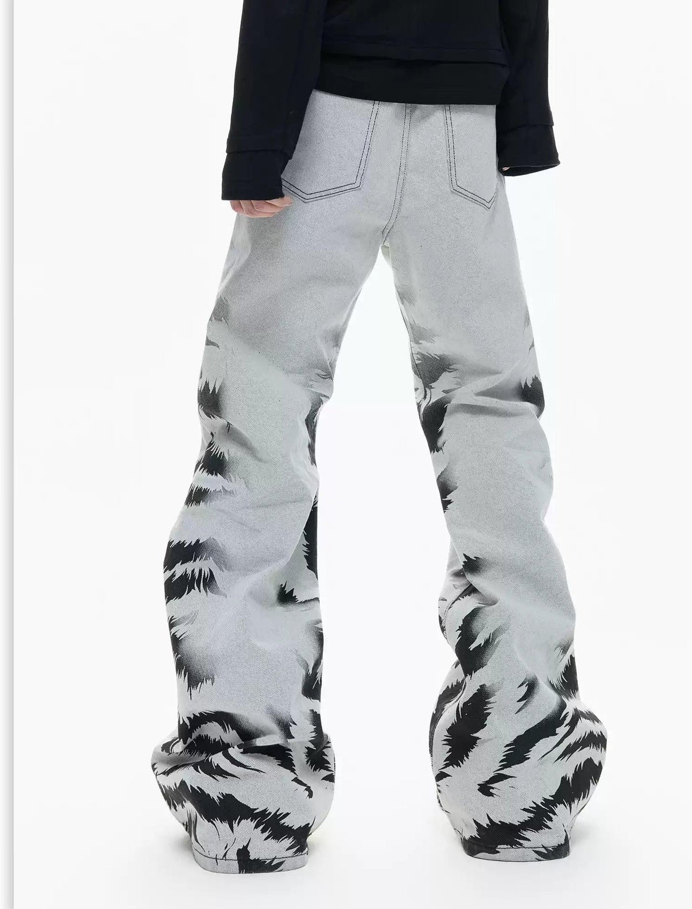 Washed Grunge Print Jeans