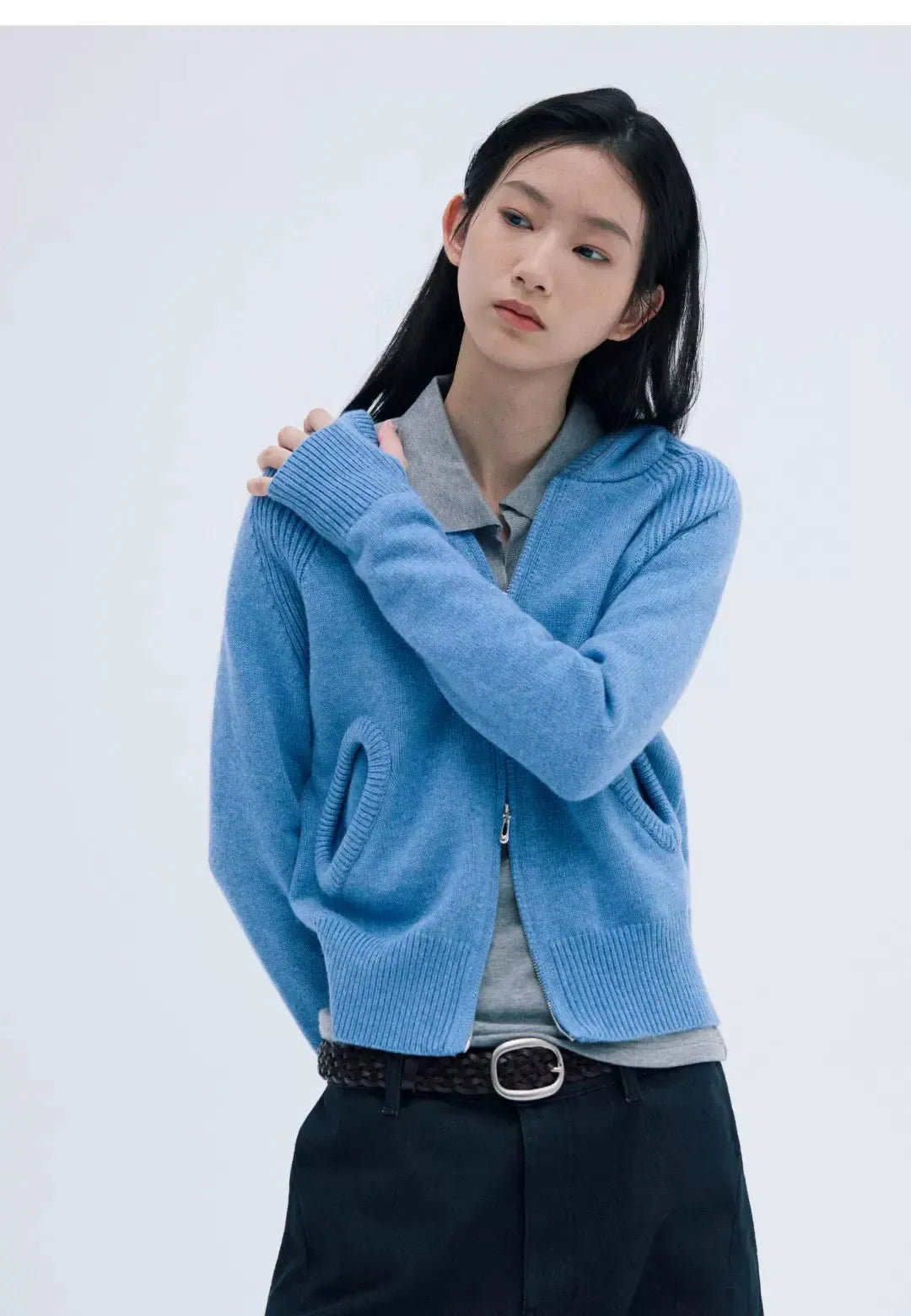 Cozy Ribbed Knit Zip-Up Hoodie