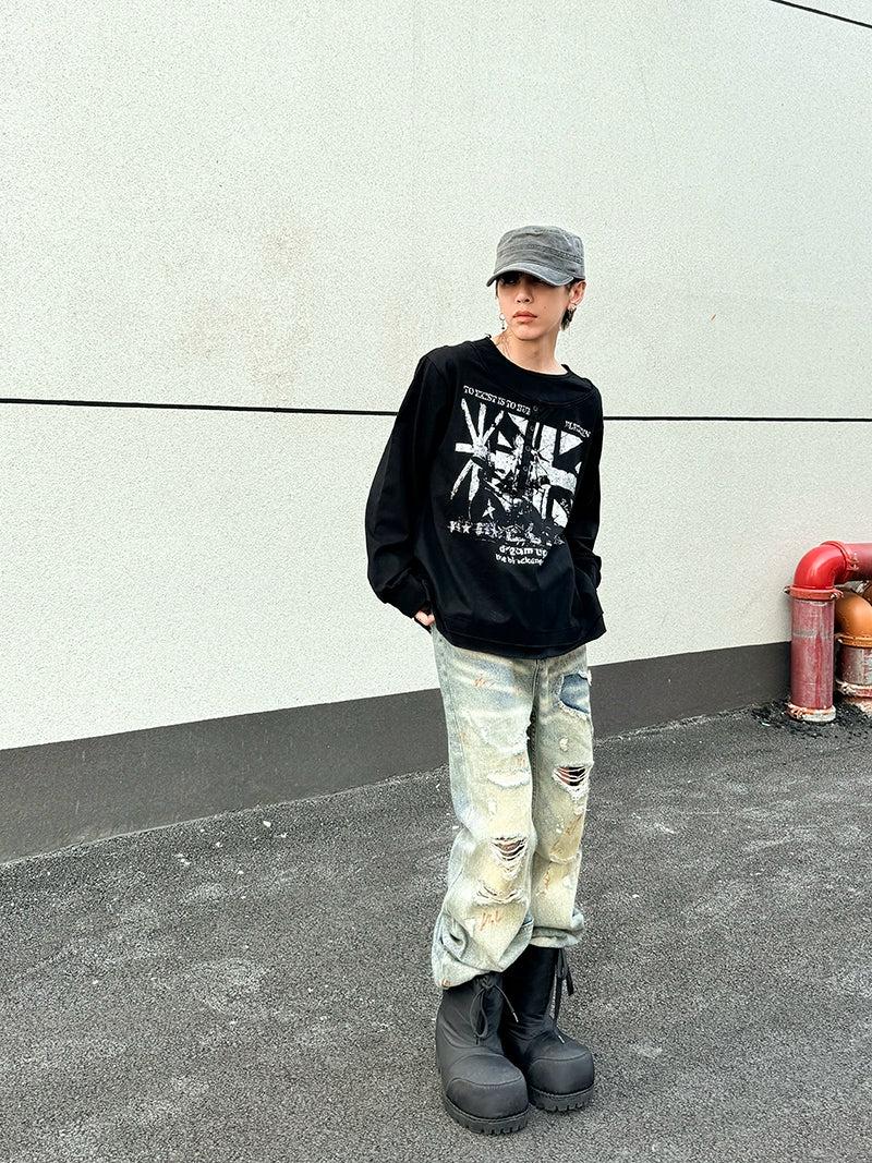Faded Distressed Whiskers Jeans