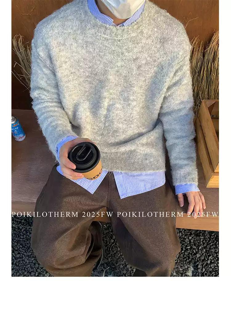 Fuzzy Textured Clean Fit Sweater