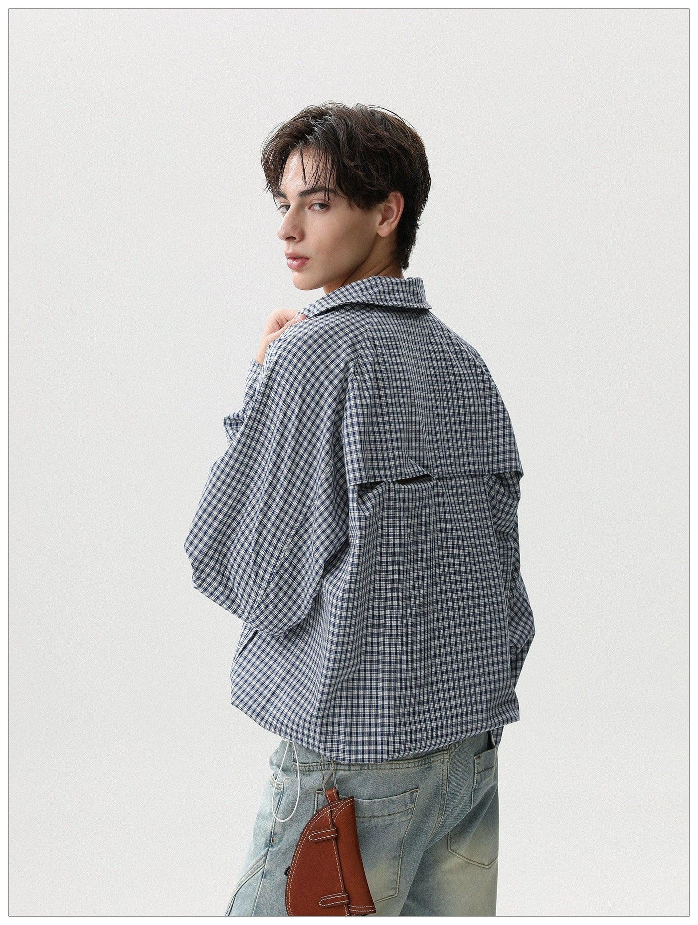 Line Zippers Plaid Jacket