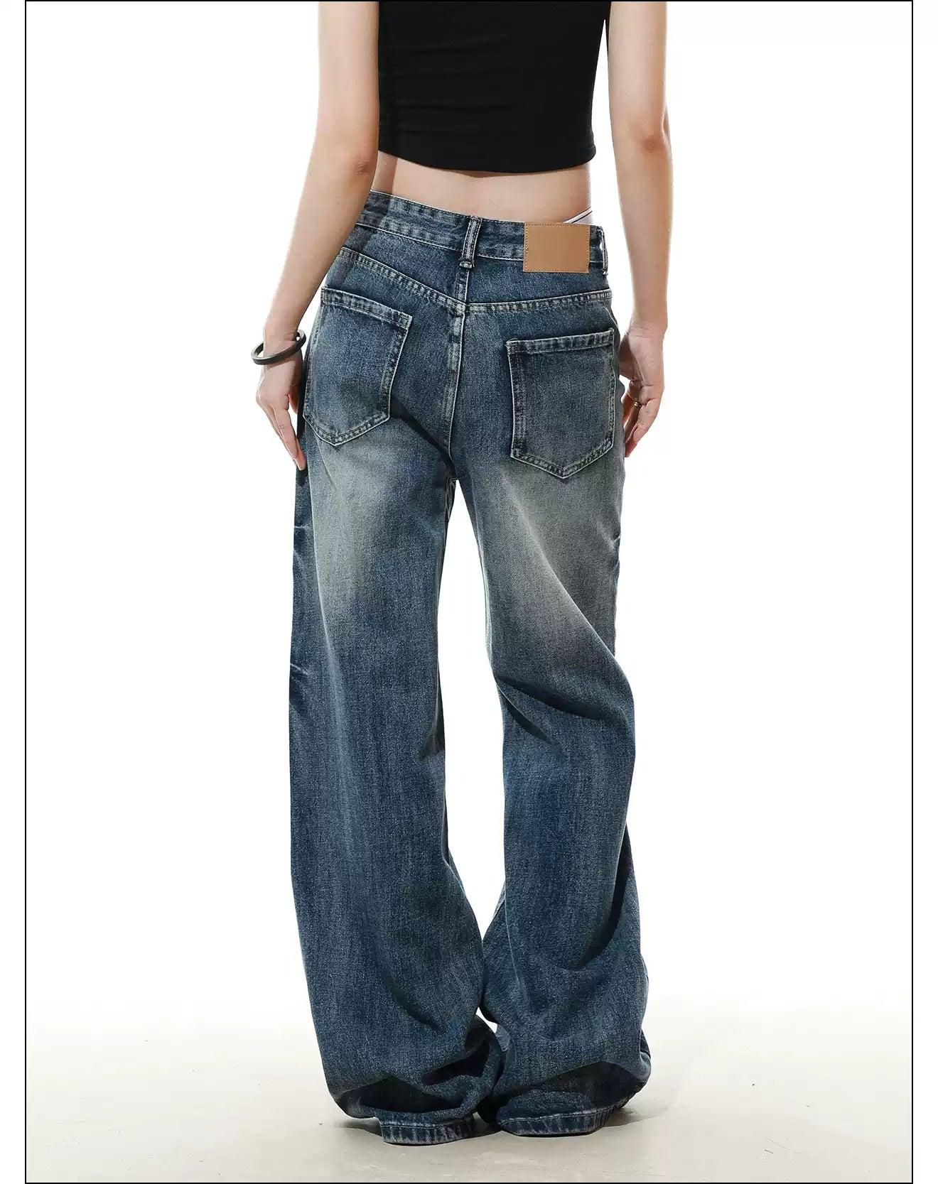 Whisker Faded Straight Jeans