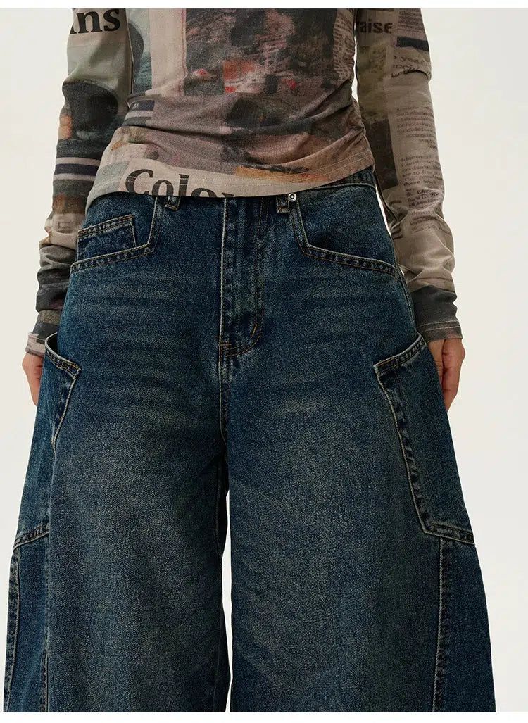 Wide Leg Scimitar Shape Jeans