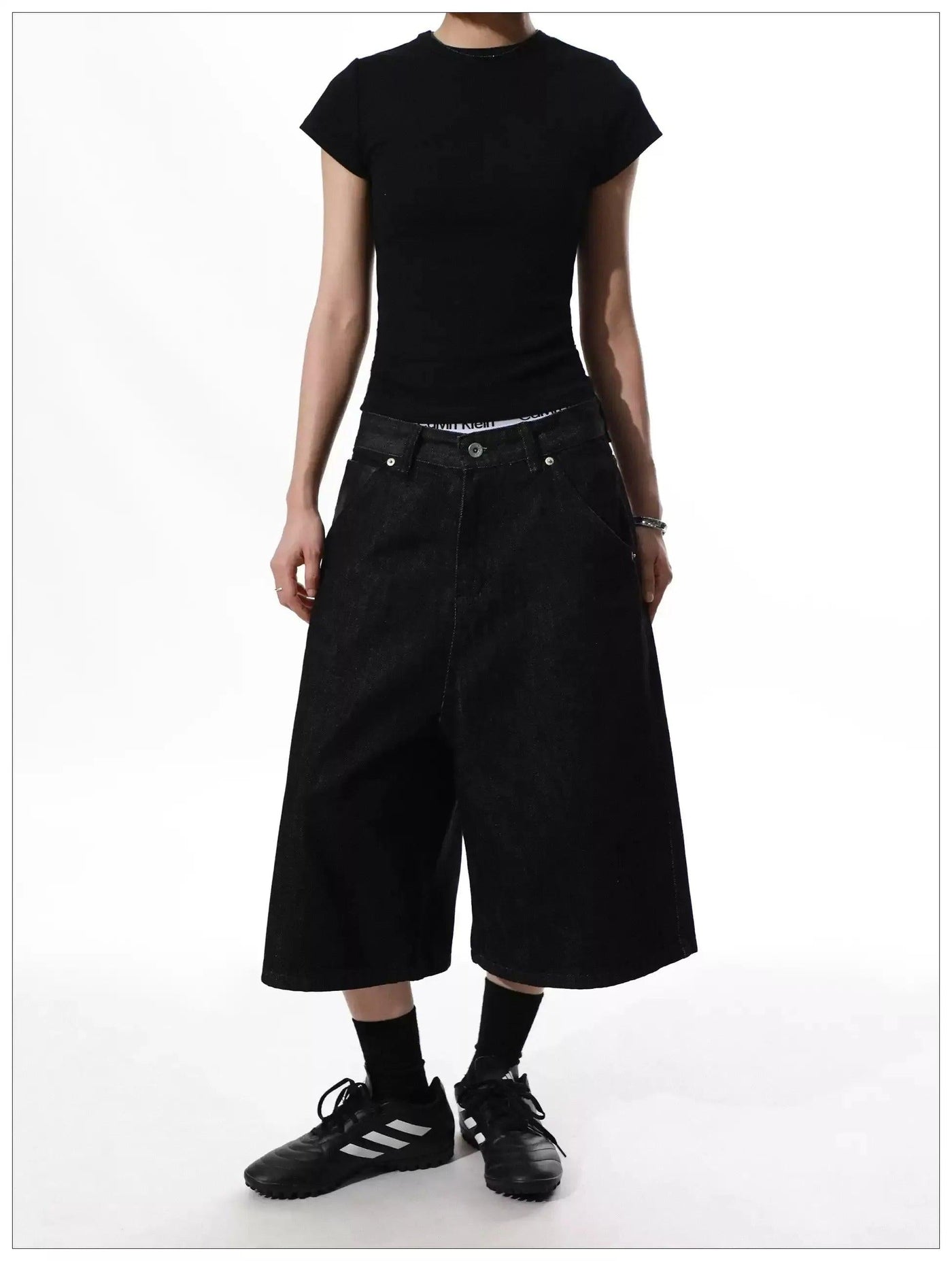 Retro Wide Leg Denim Shorts