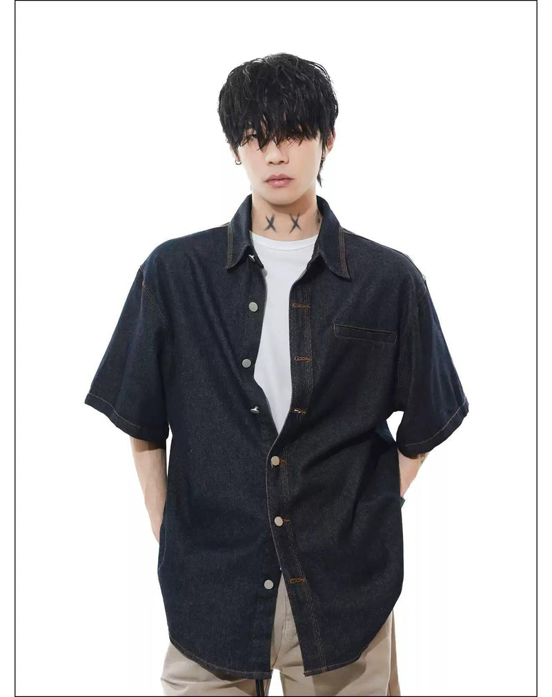 Neat Regular Fit Denim Shirt